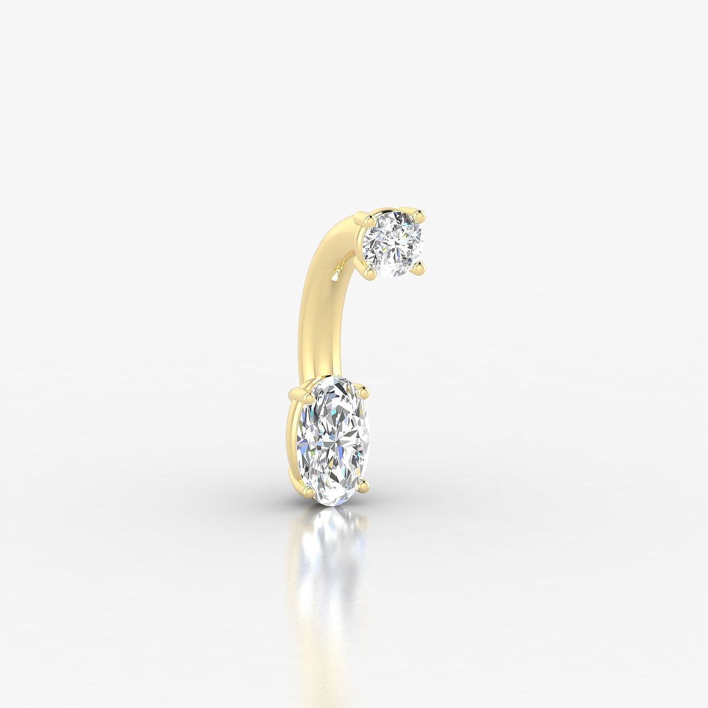 Nut | 18k Yellow Gold 10 mm 5 mm Oval Diamond Navel Piercing