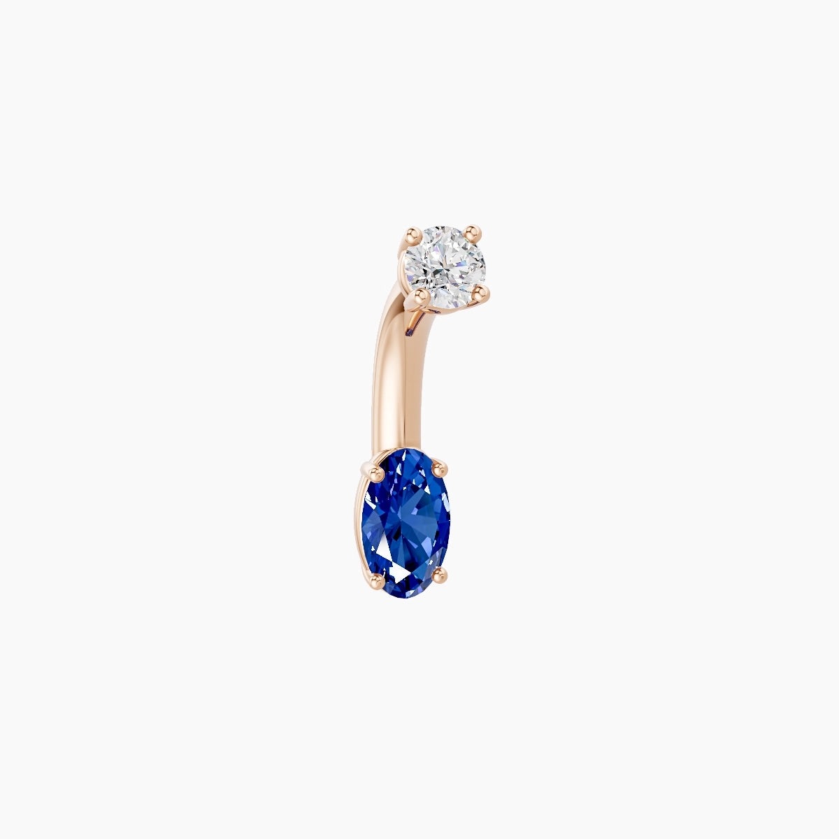 Nut | 18k Rose Gold 5 mm 6 mm Oval Sapphire & Diamond Belly Piercing