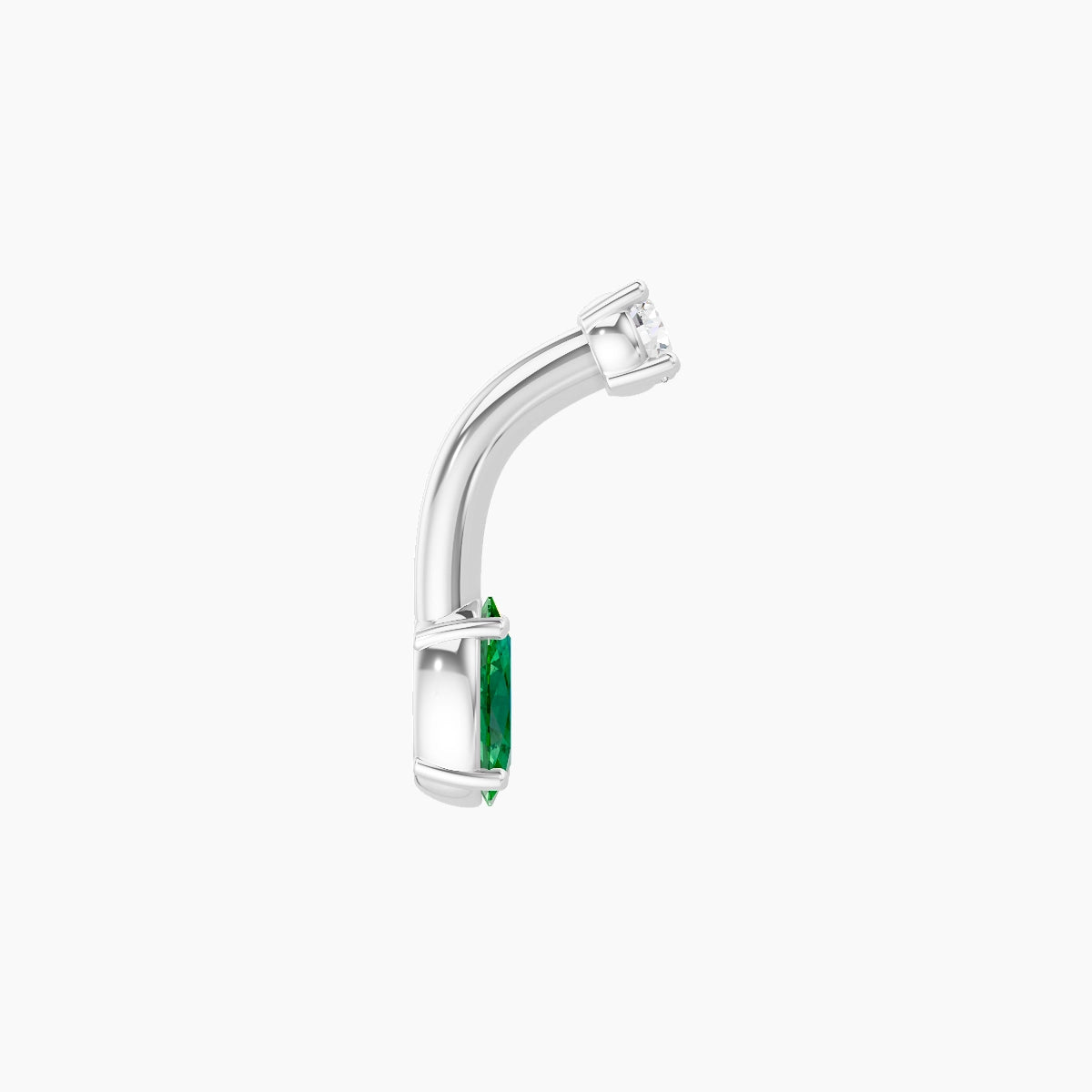 Nut | 18k White Gold 5 mm 6 mm Oval Emerald & Diamond Belly Piercing
