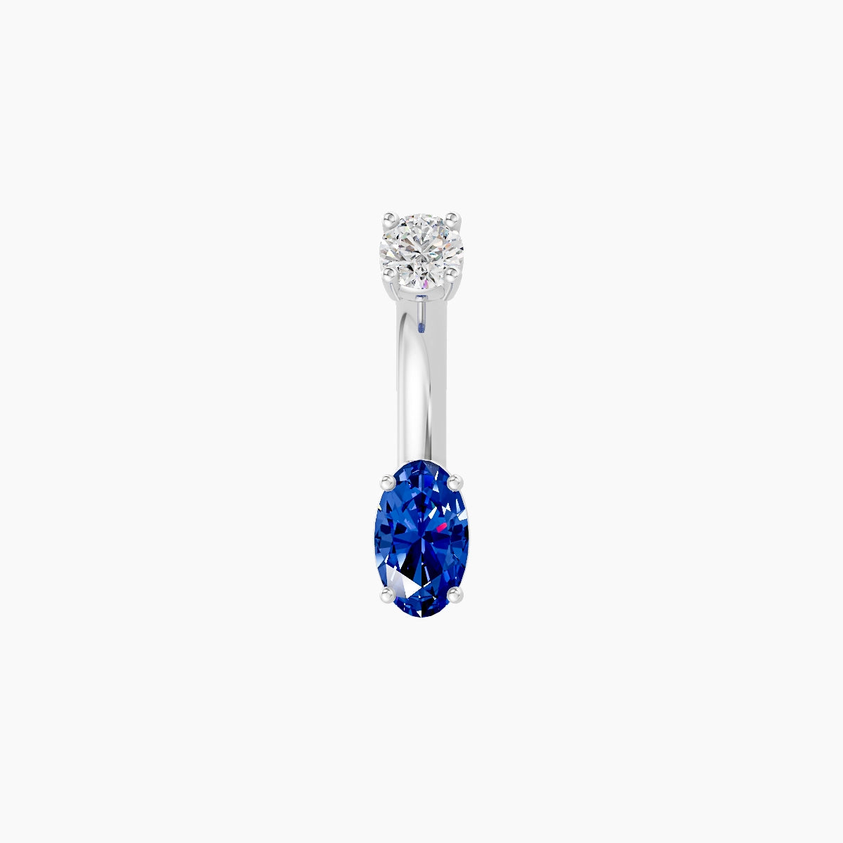 Nut | 18k White Gold 5 mm 6 mm Oval Sapphire & Diamond Belly Piercing