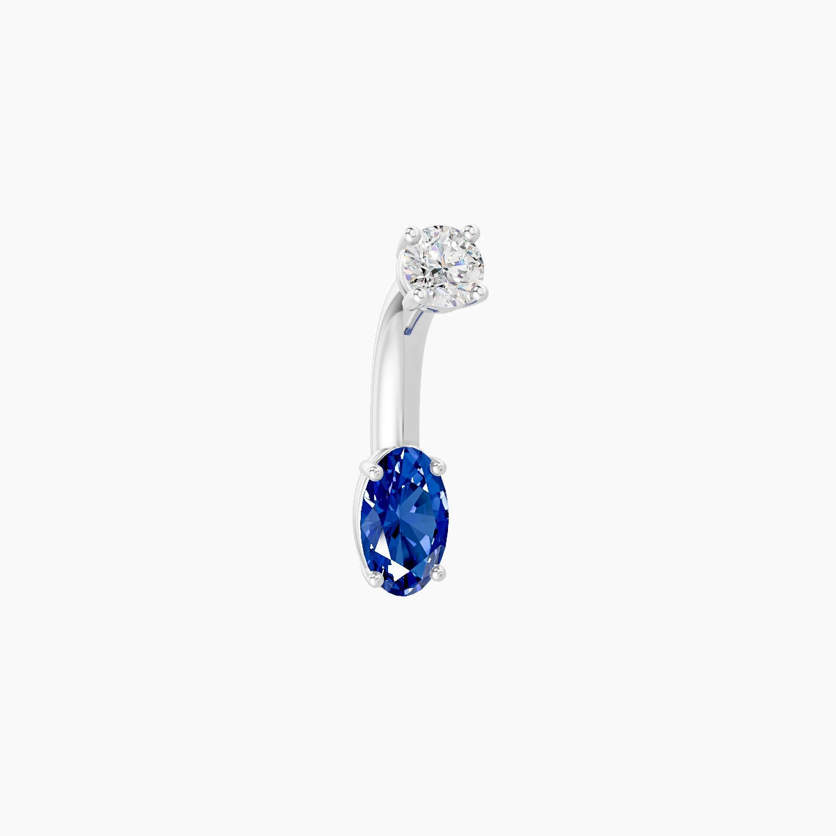 Nut | 18k White Gold 5 mm 6 mm Oval Sapphire & Diamond Belly Piercing