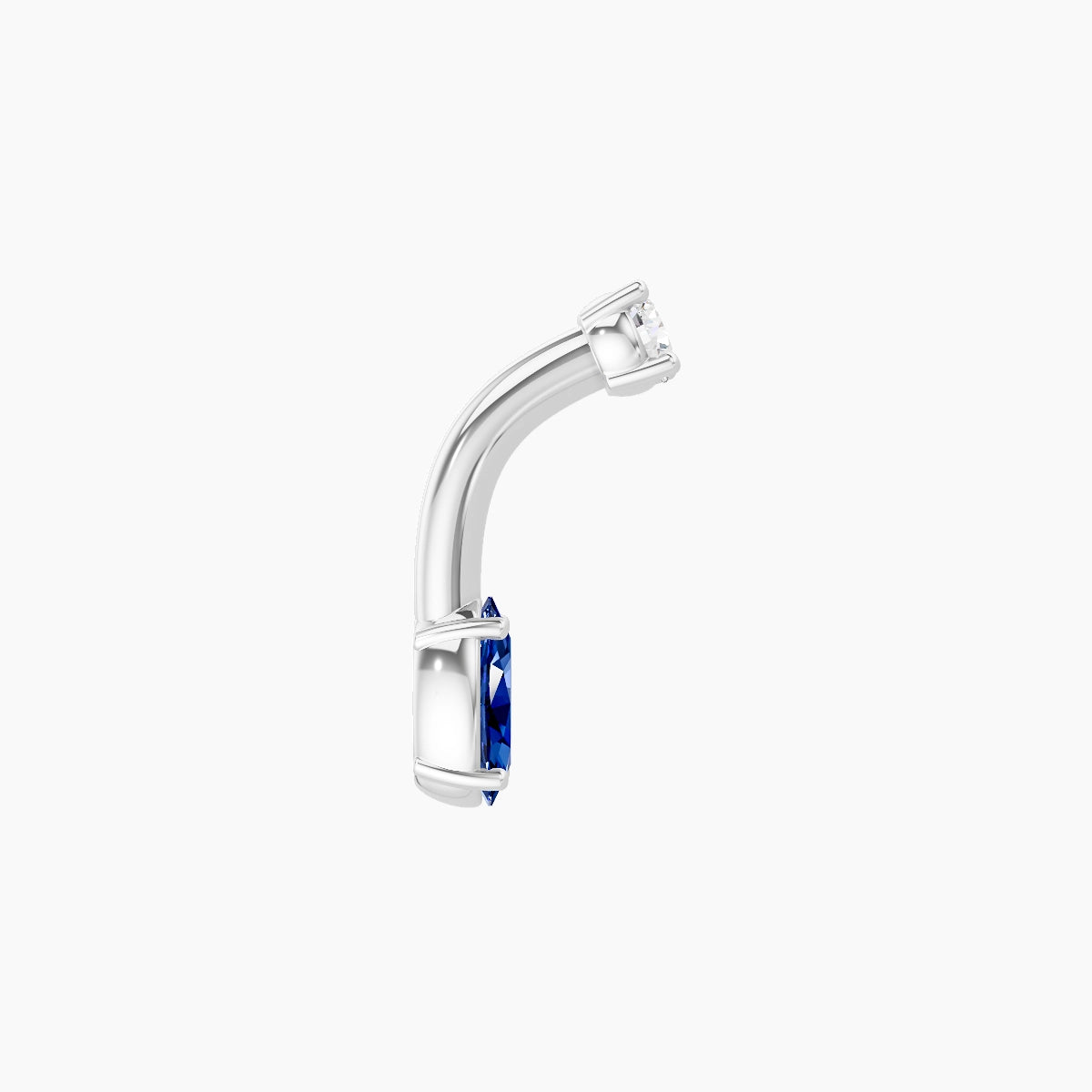Nut | 18k White Gold 5 mm 6 mm Oval Sapphire & Diamond Belly Piercing