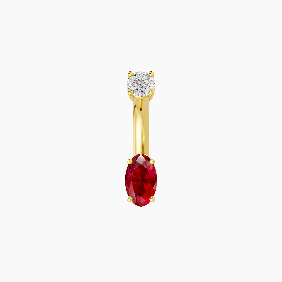 Nut | 18k Yellow Gold 5 mm 6 mm Oval Ruby & Diamond Belly Piercing