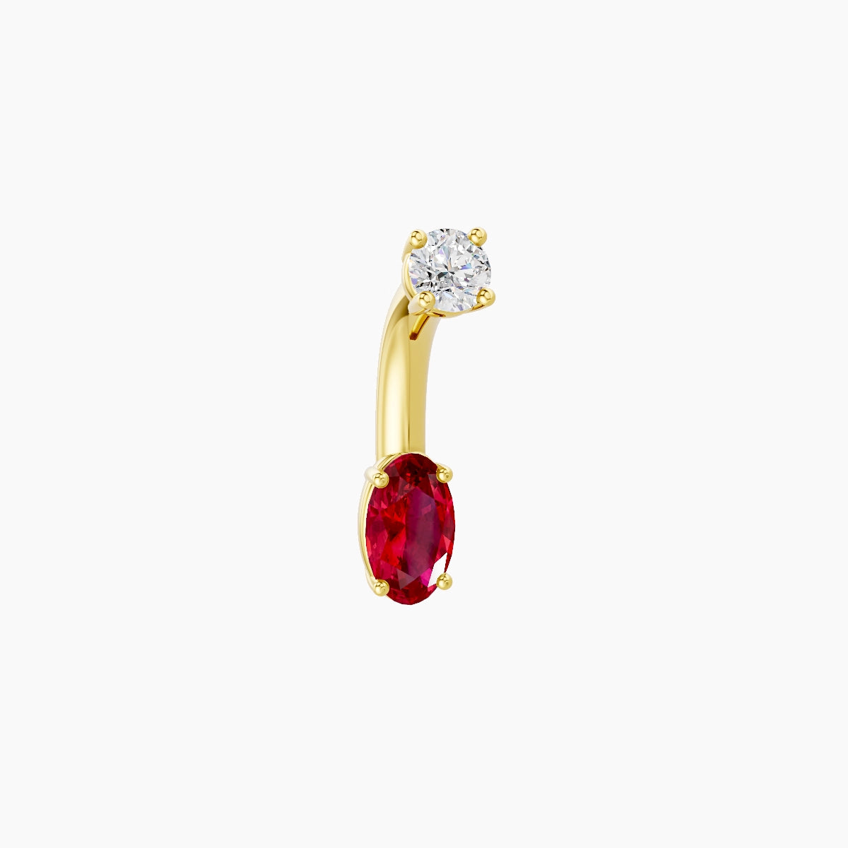 Nut | 18k Yellow Gold 5 mm 6 mm Oval Ruby & Diamond Belly Piercing