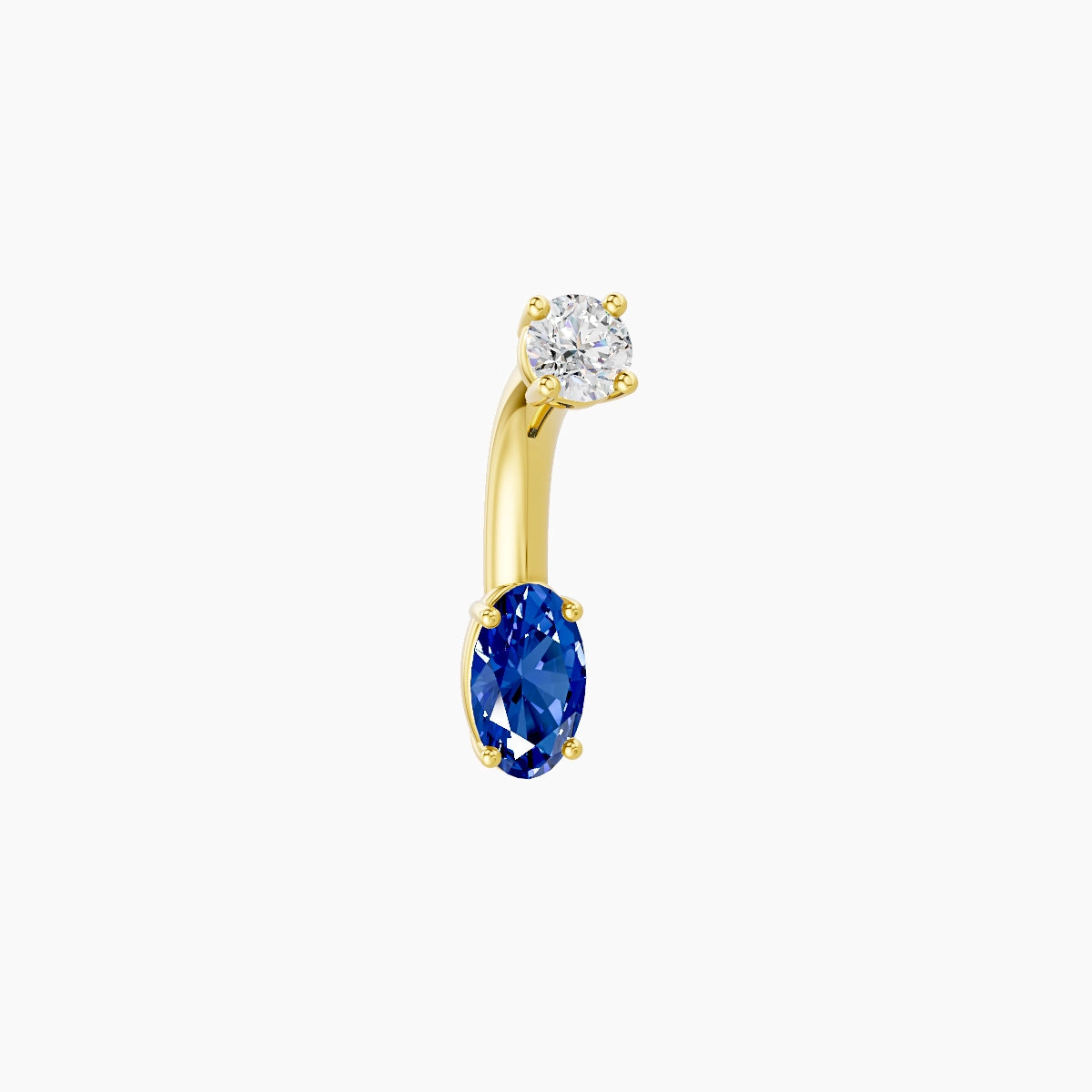 Nut | 18k Yellow Gold 5 mm 6 mm Oval Sapphire & Diamond Belly Piercing