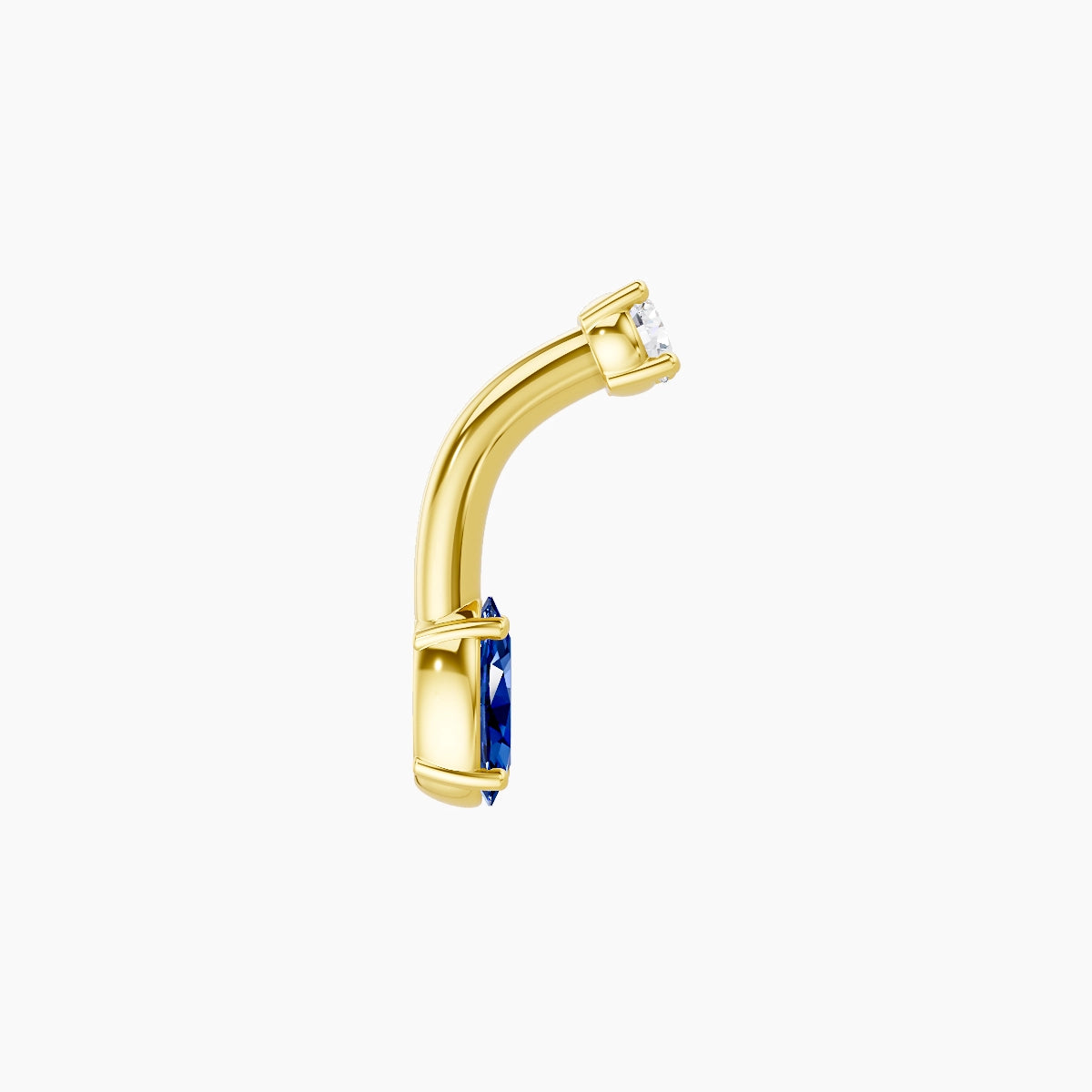 Nut | 18k Yellow Gold 5 mm 6 mm Oval Sapphire & Diamond Belly Piercing