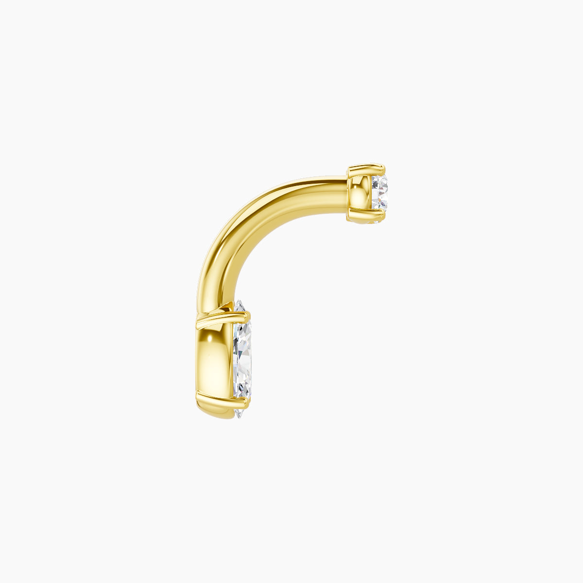 Nut | 18k Yellow Gold 5 mm 6 mm Oval Diamond Navel Piercing