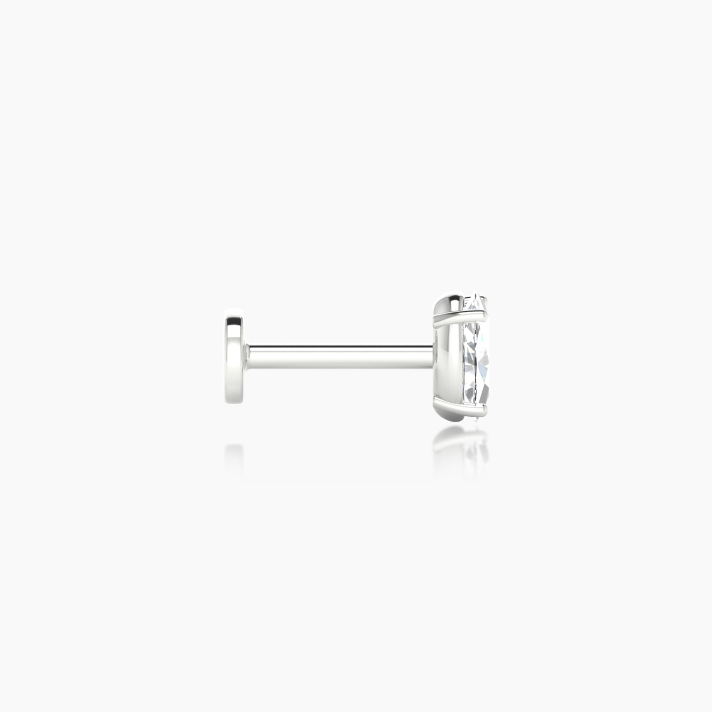 Nut | 18k White Gold 5 mm 6.5 mm Oval Diamond Nose Piercing