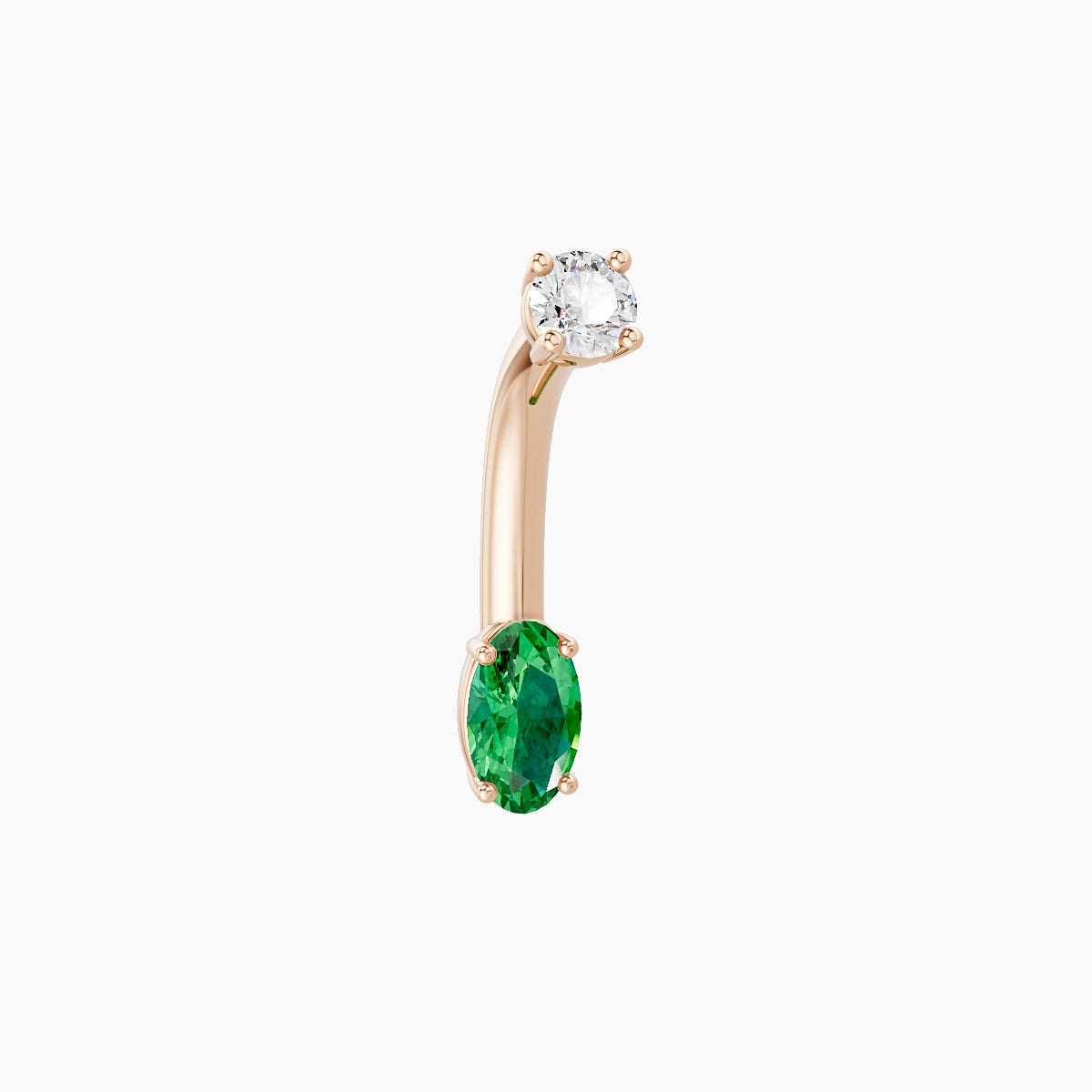 Nut | 18k Rose Gold 5 mm 8 mm Oval Emerald & Diamond Belly Piercing