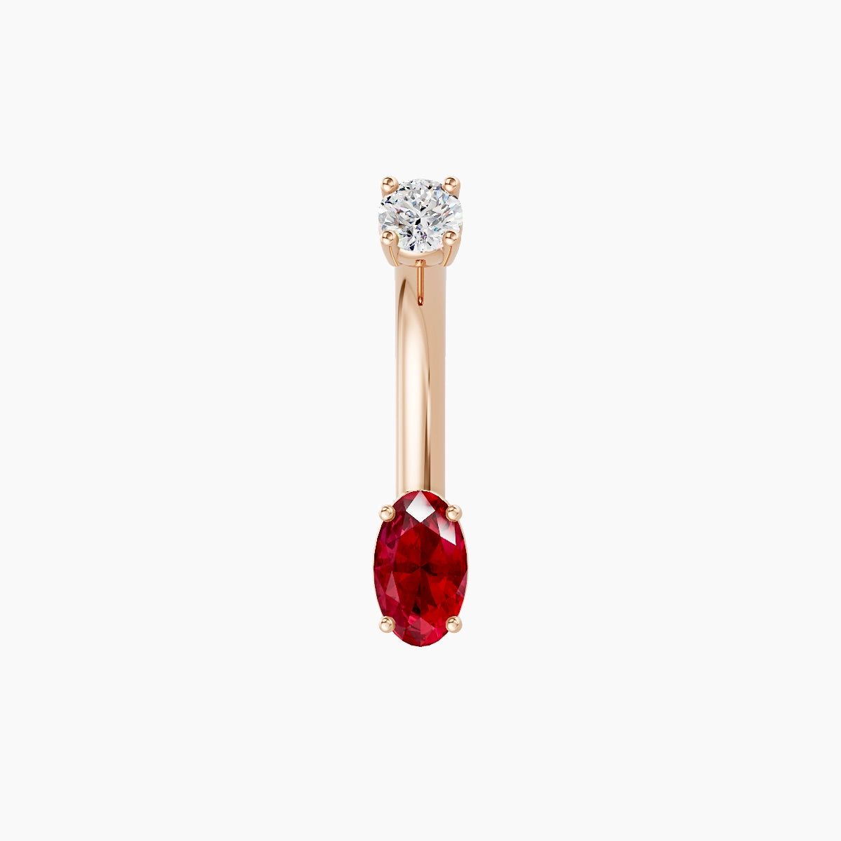 Nut | 18k Rose Gold 5 mm 8 mm Oval Ruby & Diamond Belly Piercing
