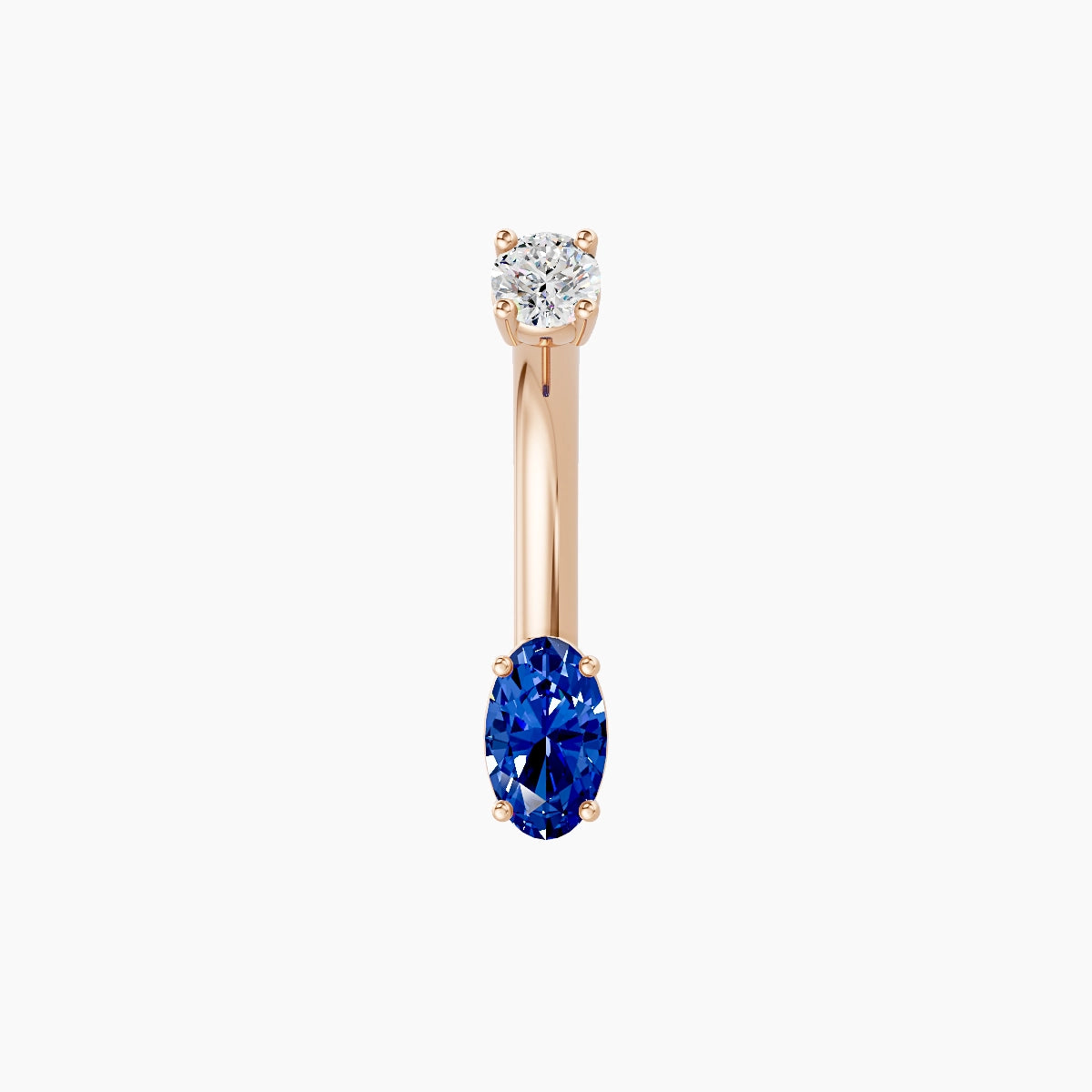 Nut | 18k Rose Gold 5 mm 8 mm Oval Sapphire & Diamond Belly Piercing