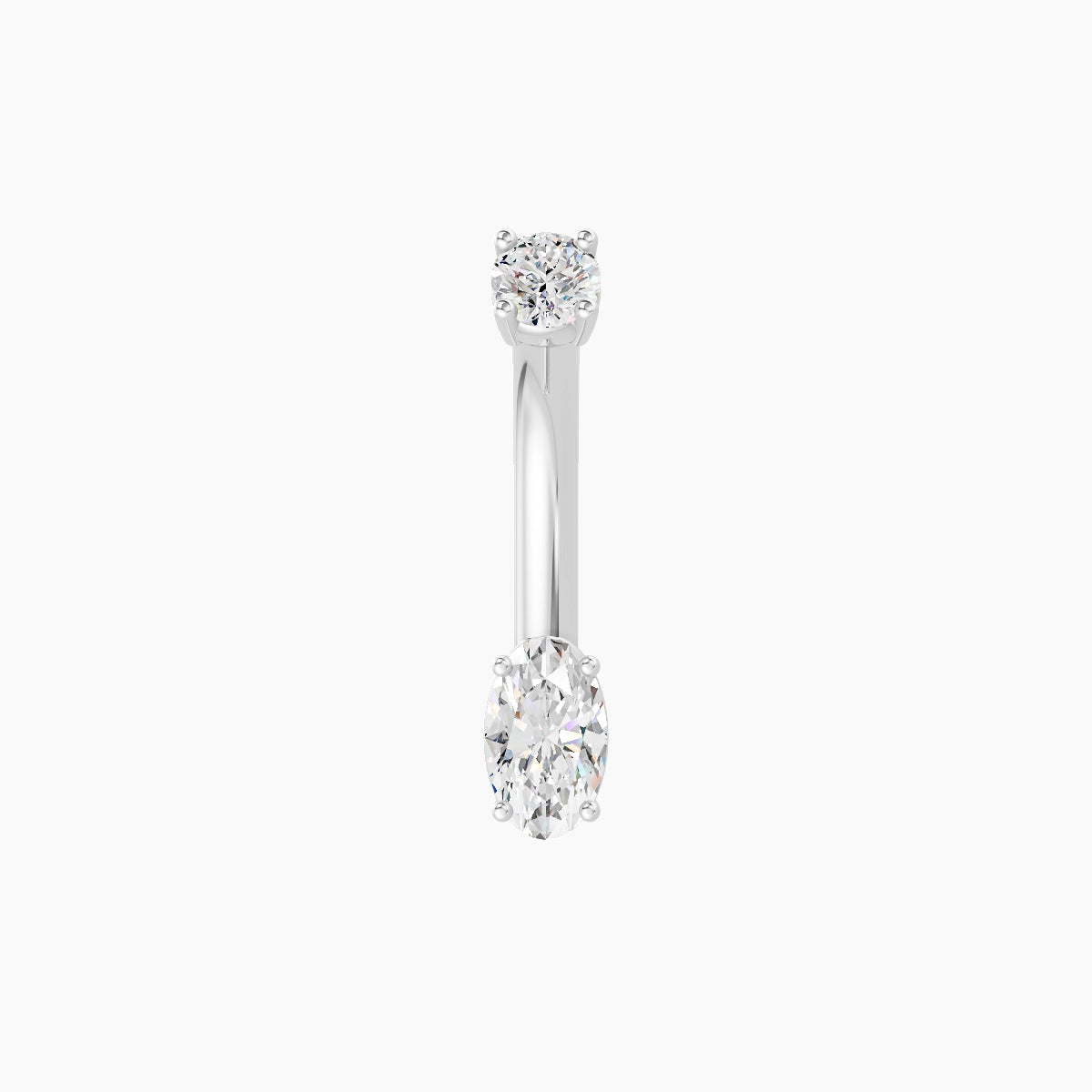 Nut | 18k White Gold 5 mm 8 mm Oval Diamond Belly Piercing
