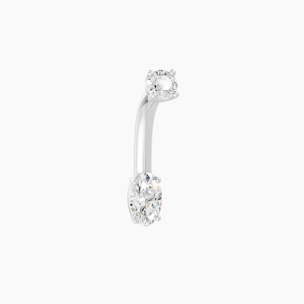 Nut | 18k White Gold 5 mm 8 mm Oval Diamond Belly Piercing