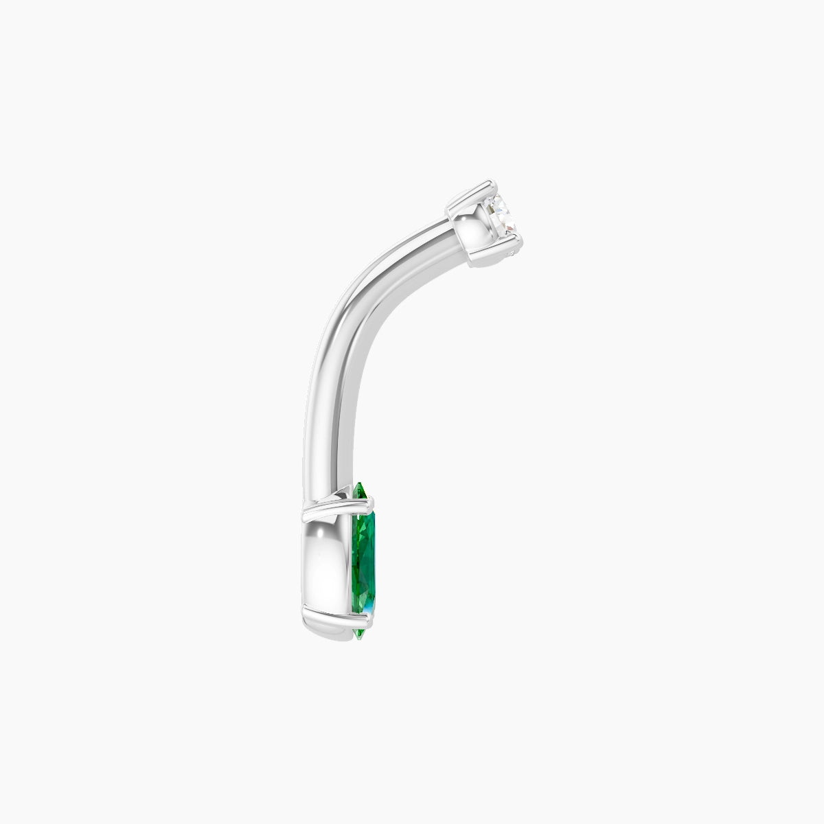 Nut | 18k White Gold 5 mm 8 mm Oval Emerald & Diamond Belly Piercing