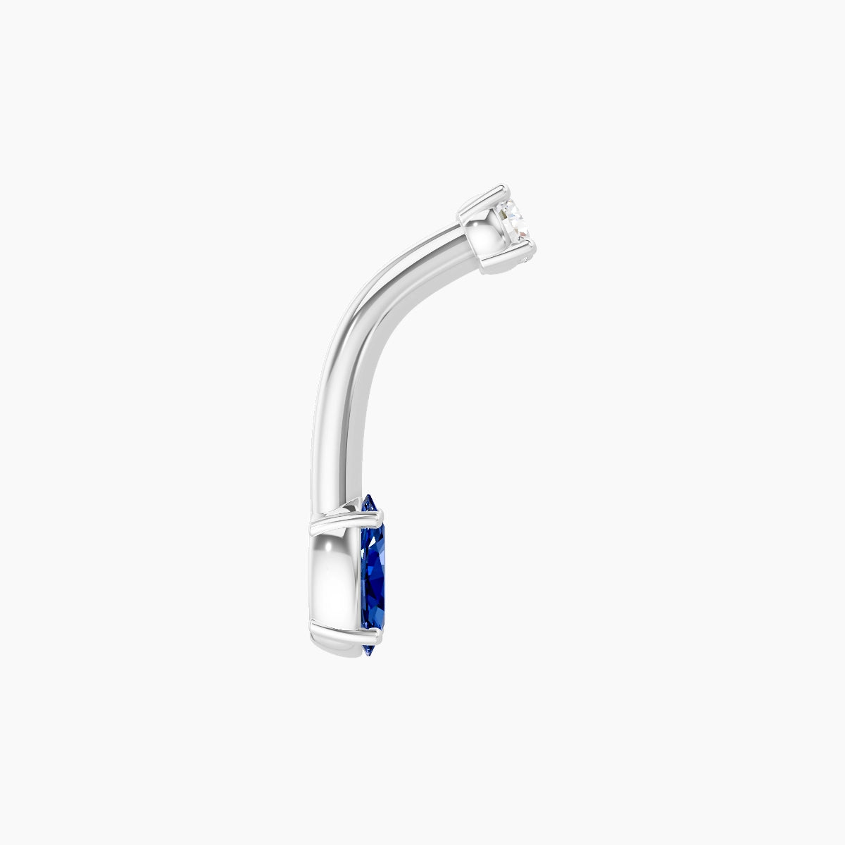Nut | 18k White Gold 5 mm 8 mm Oval Sapphire & Diamond Belly Piercing