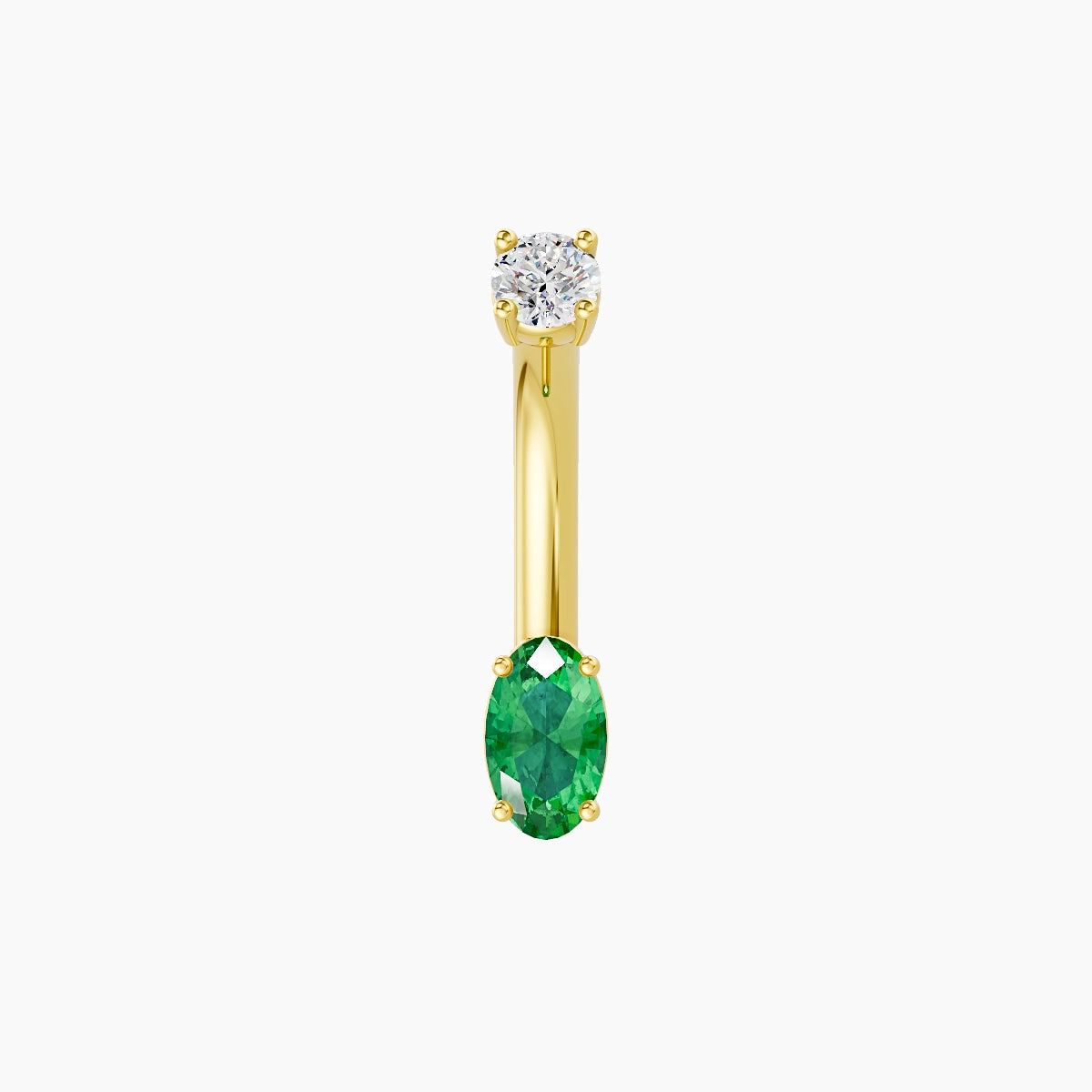 Nut | 18k Yellow Gold 5 mm 8 mm Oval Emerald & Diamond Belly Piercing