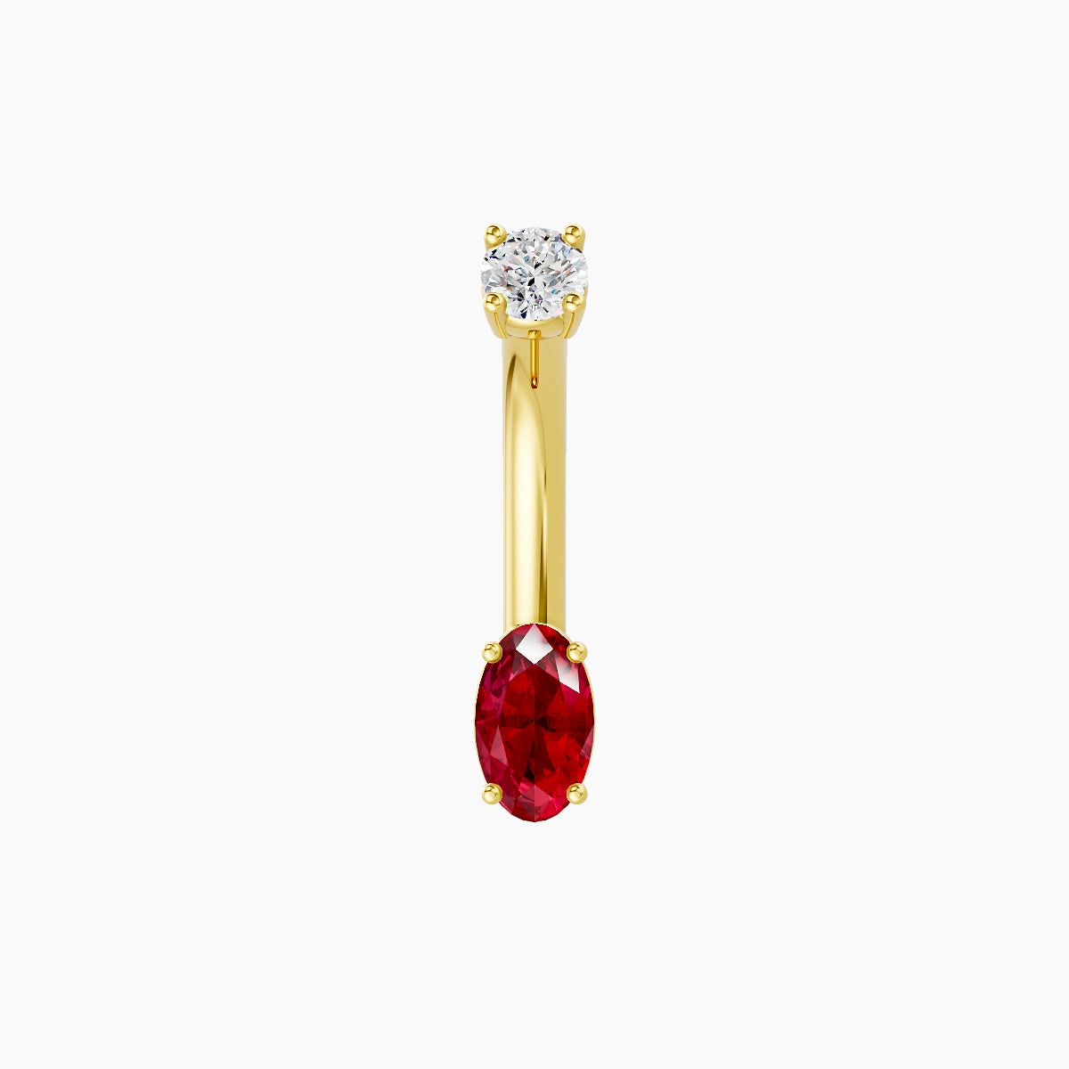 Nut | 18k Yellow Gold 5 mm 8 mm Oval Ruby & Diamond Belly Piercing
