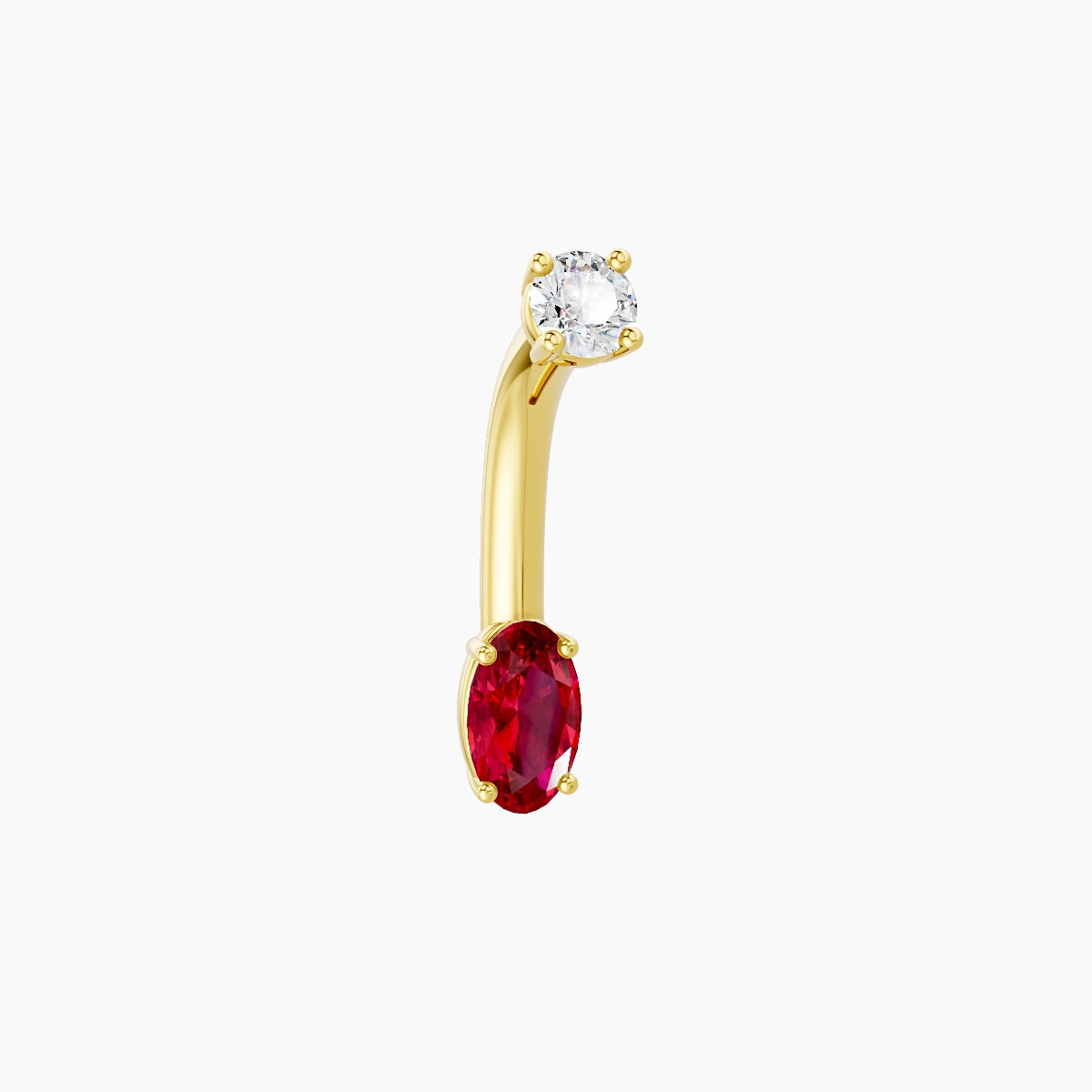 Nut | 18k Yellow Gold 5 mm 8 mm Oval Ruby & Diamond Belly Piercing
