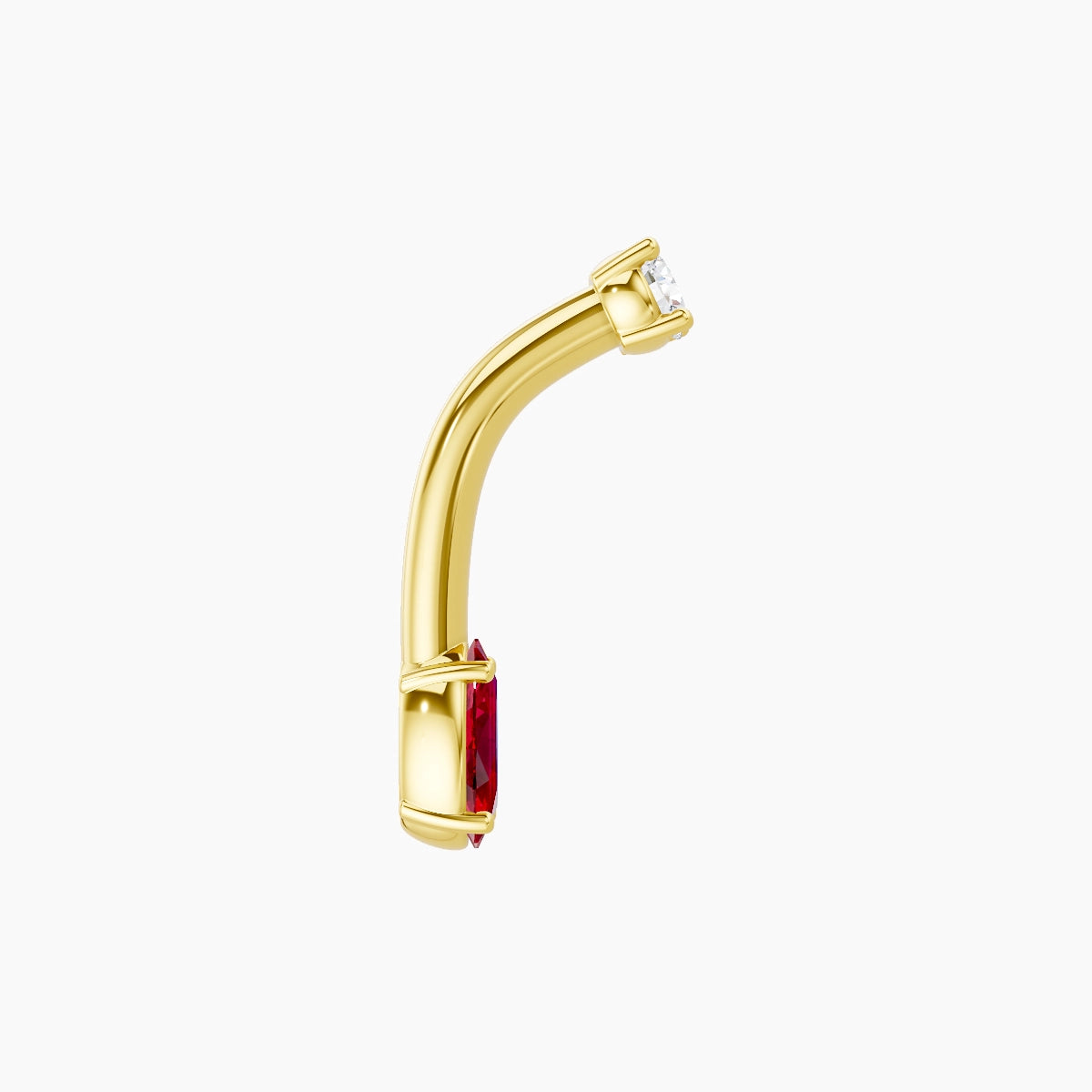 Nut | 18k Yellow Gold 5 mm 8 mm Oval Ruby & Diamond Belly Piercing