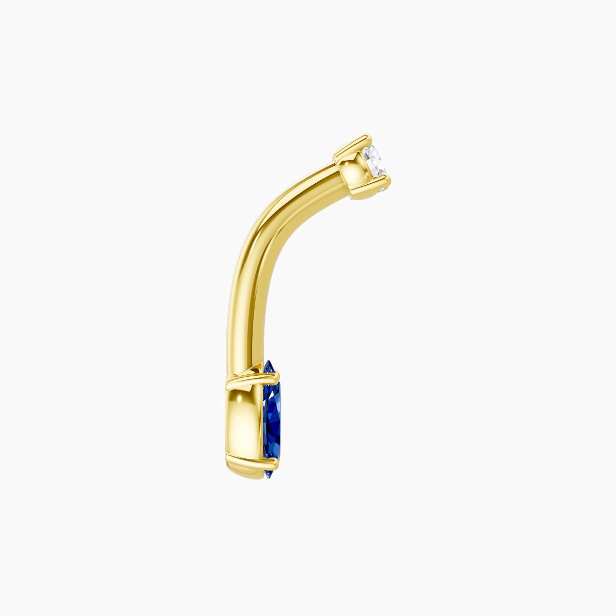 Nut | 18k Yellow Gold 5 mm 8 mm Oval Sapphire & Diamond Belly Piercing