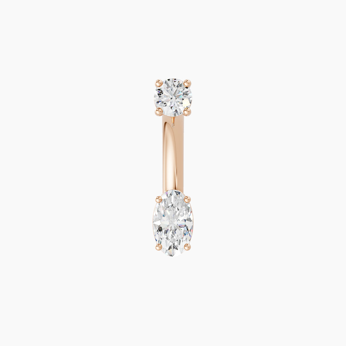 Nut | 18k Rose Gold 5 mm 8 mm Oval Diamond Navel Piercing
