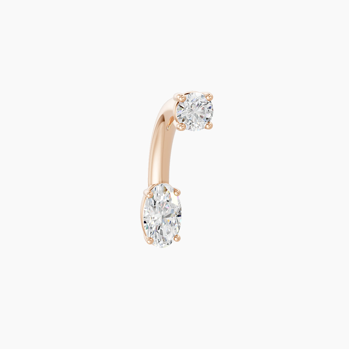 Nut | 18k Rose Gold 5 mm 8 mm Oval Diamond Navel Piercing