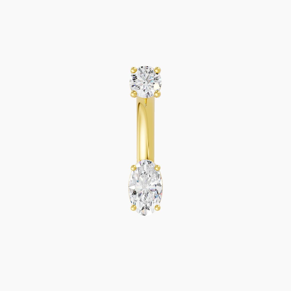 Nut | 18k Yellow Gold 5 mm 8 mm Oval Diamond Navel Piercing