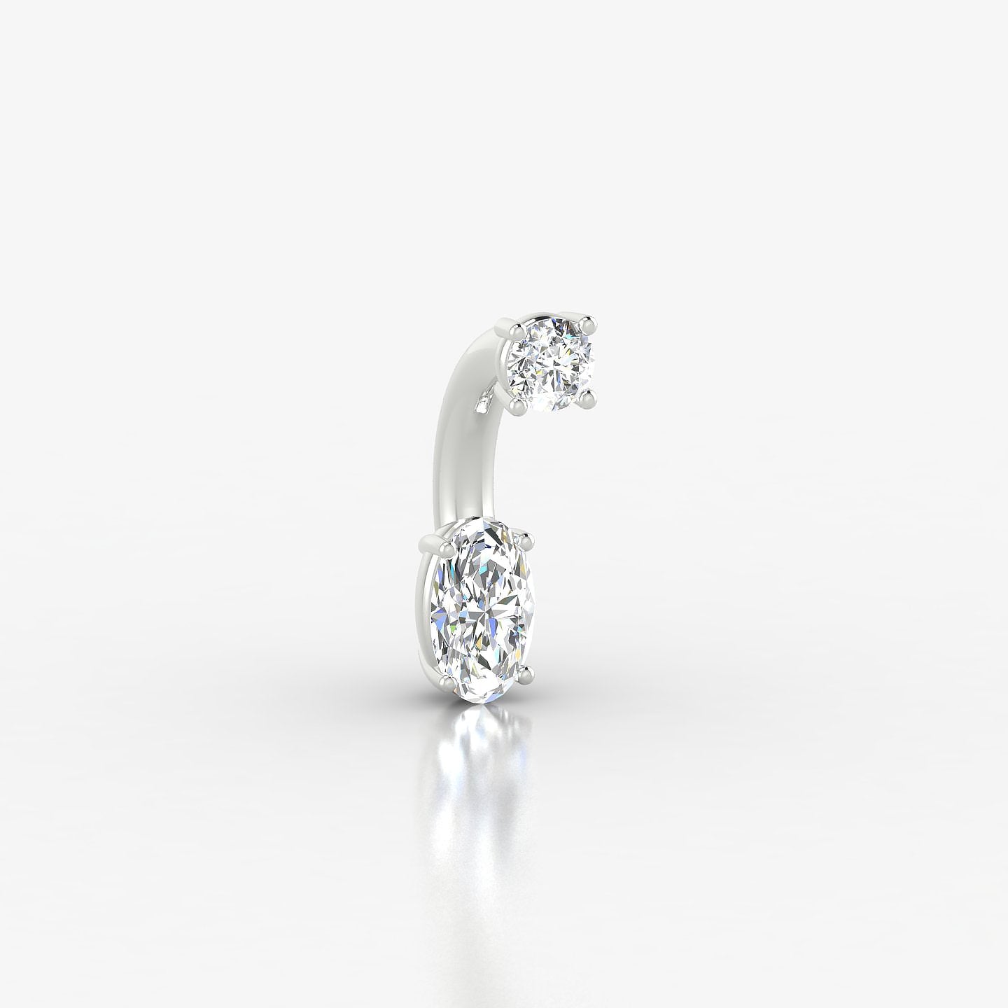 Nut | 18k White Gold 8 mm 5 mm Oval Diamond Navel Piercing