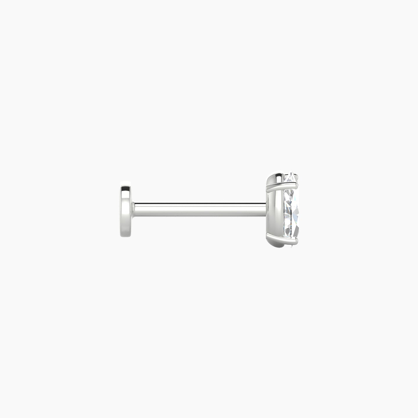 Nut | 18k White Gold 5 mm 8 mm Oval Diamond Nose Piercing