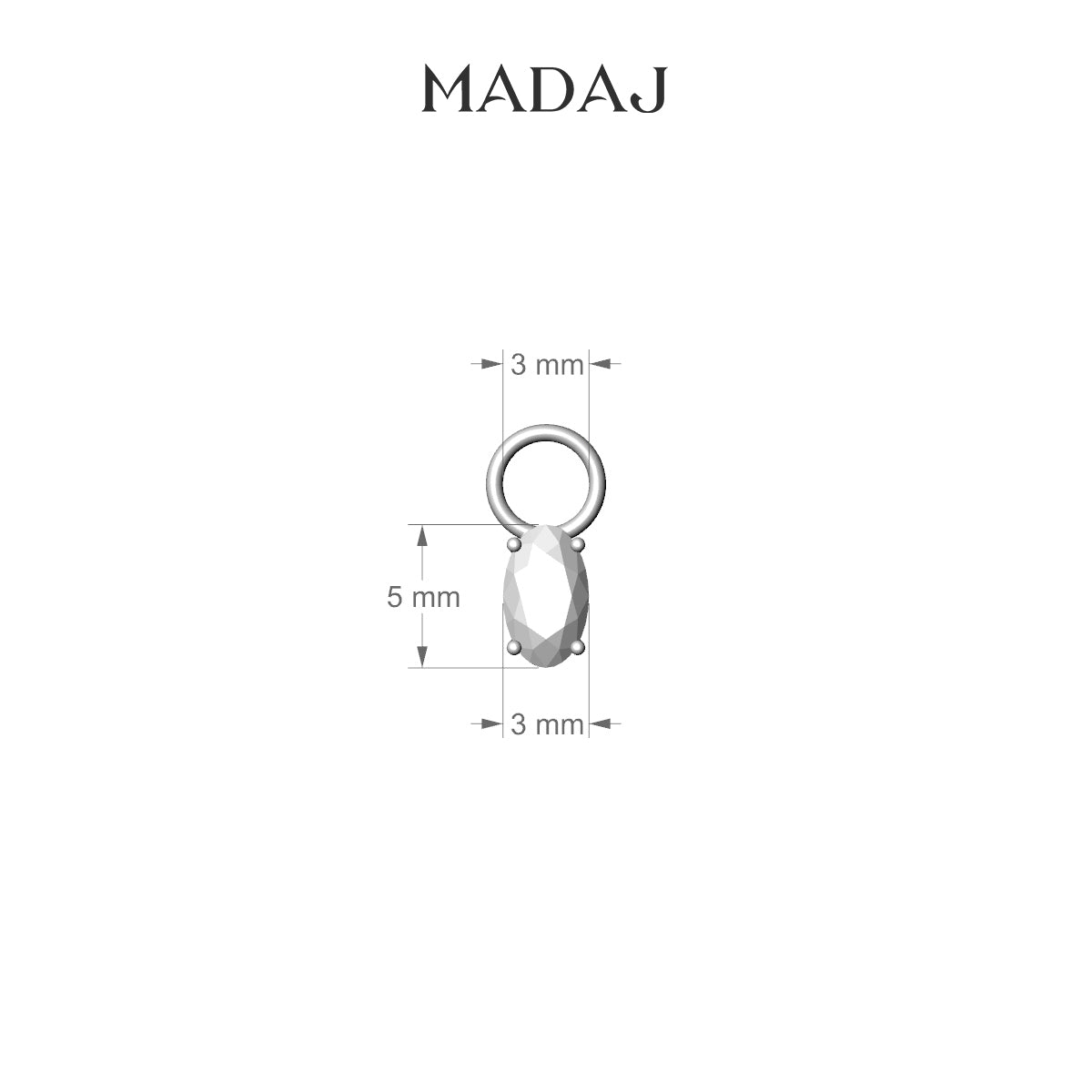 Nut | 18k Rose Gold 5 mm Oval Diamond Charm