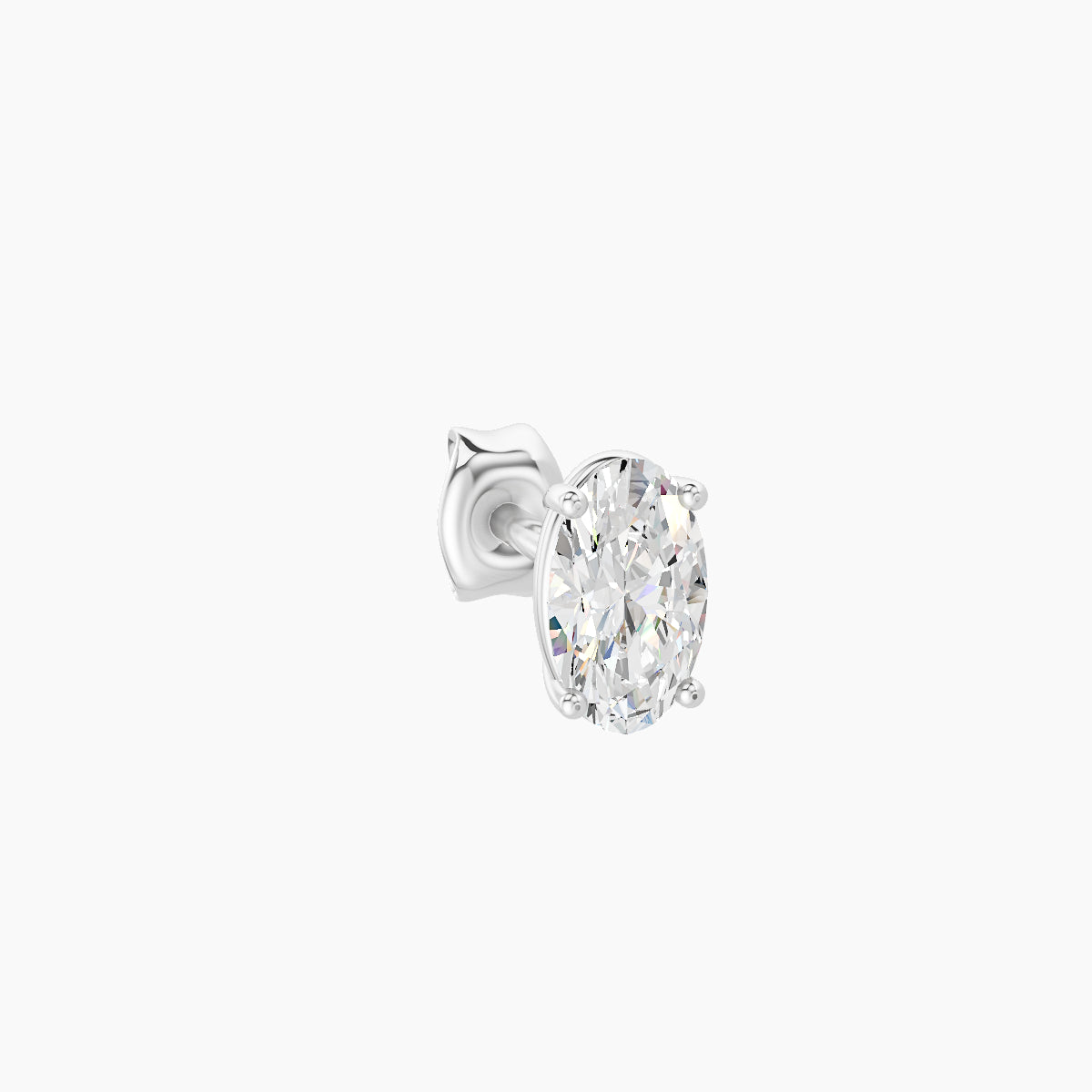 Nut | 18k White Gold 5 mm Oval Diamond Earring