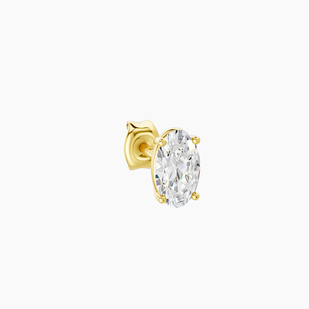 Nut | 18k Yellow Gold 5 mm Oval Diamond Earring
