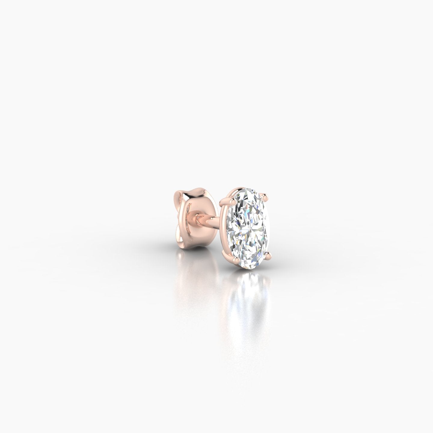 Nut | 18k Rose Gold 5 mm Oval Diamond Earring