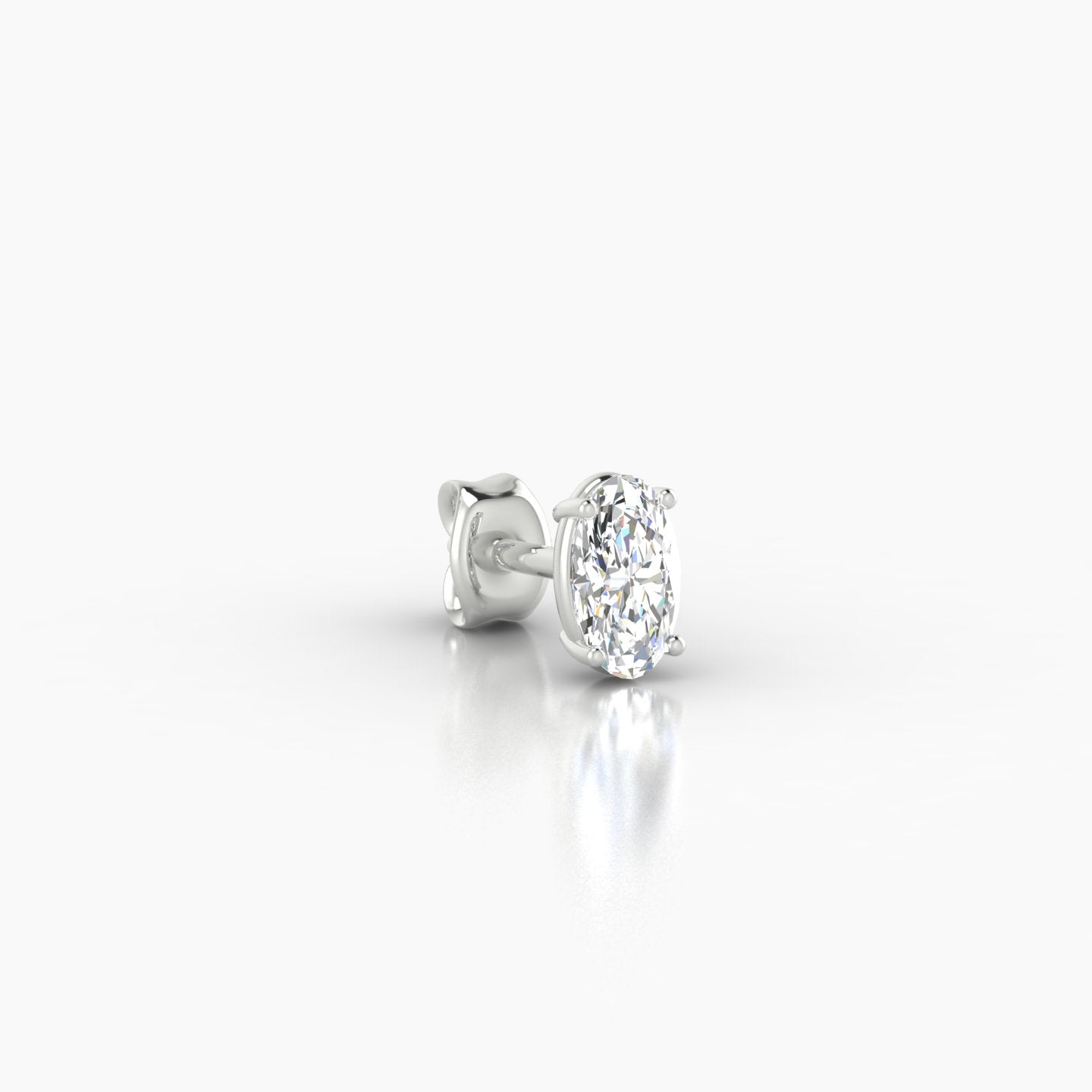 Nut | 18k White Gold 5 mm Oval Diamond Earring