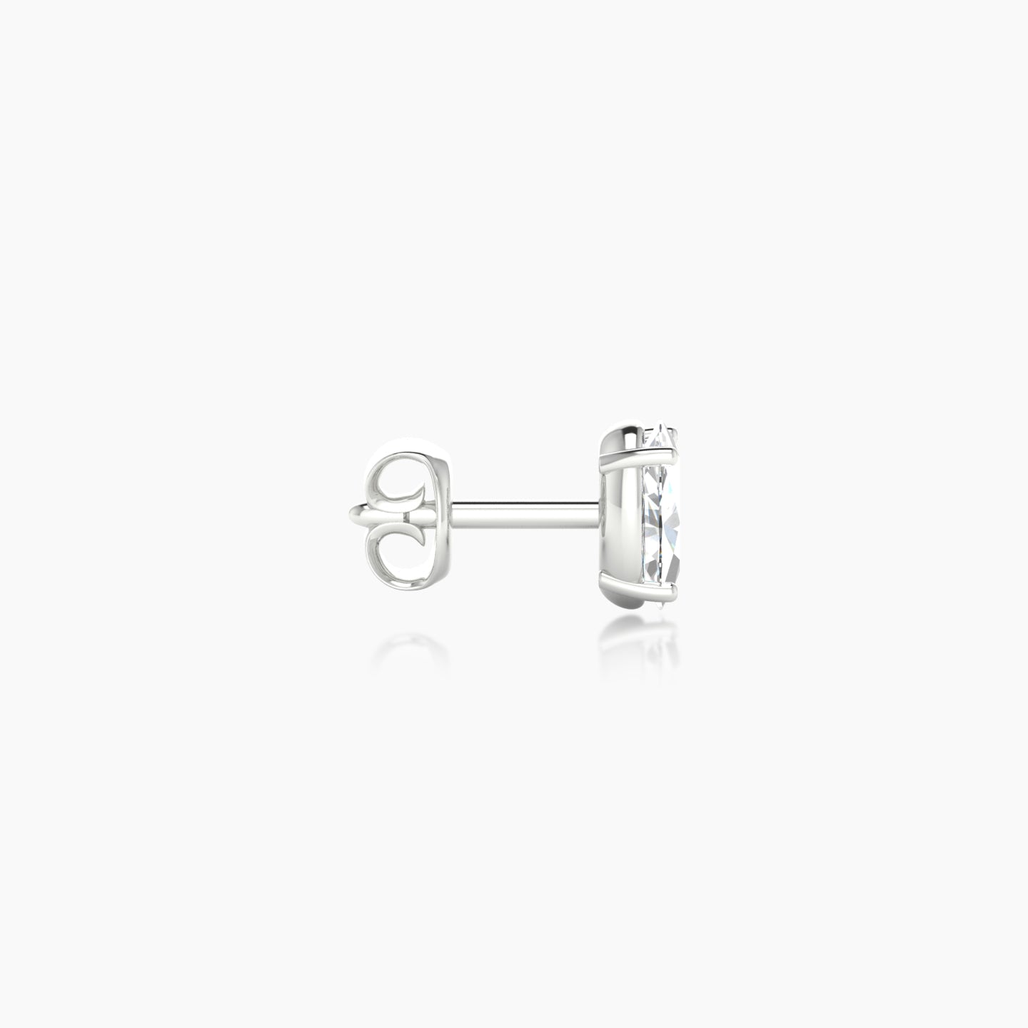 Nut | 18k White Gold 5 mm Oval Diamond Earring