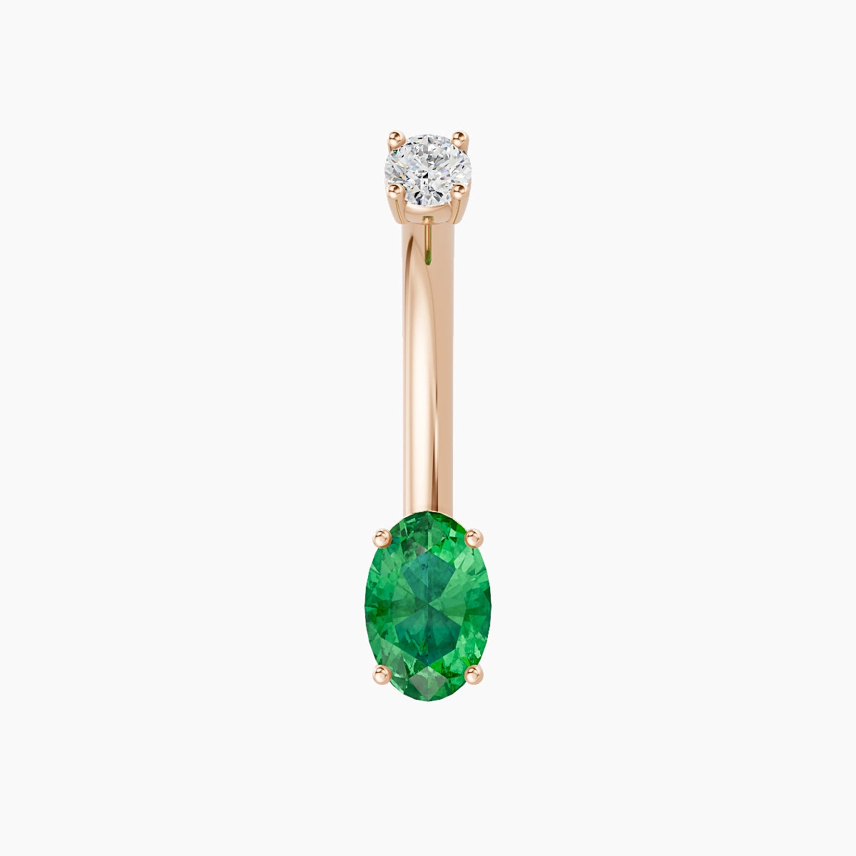Nut | 18k Rose Gold 6 mm 10 mm Oval Emerald & Diamond Belly Piercing