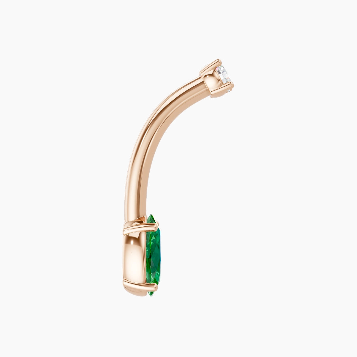 Nut | 18k Rose Gold 6 mm 10 mm Oval Emerald & Diamond Belly Piercing