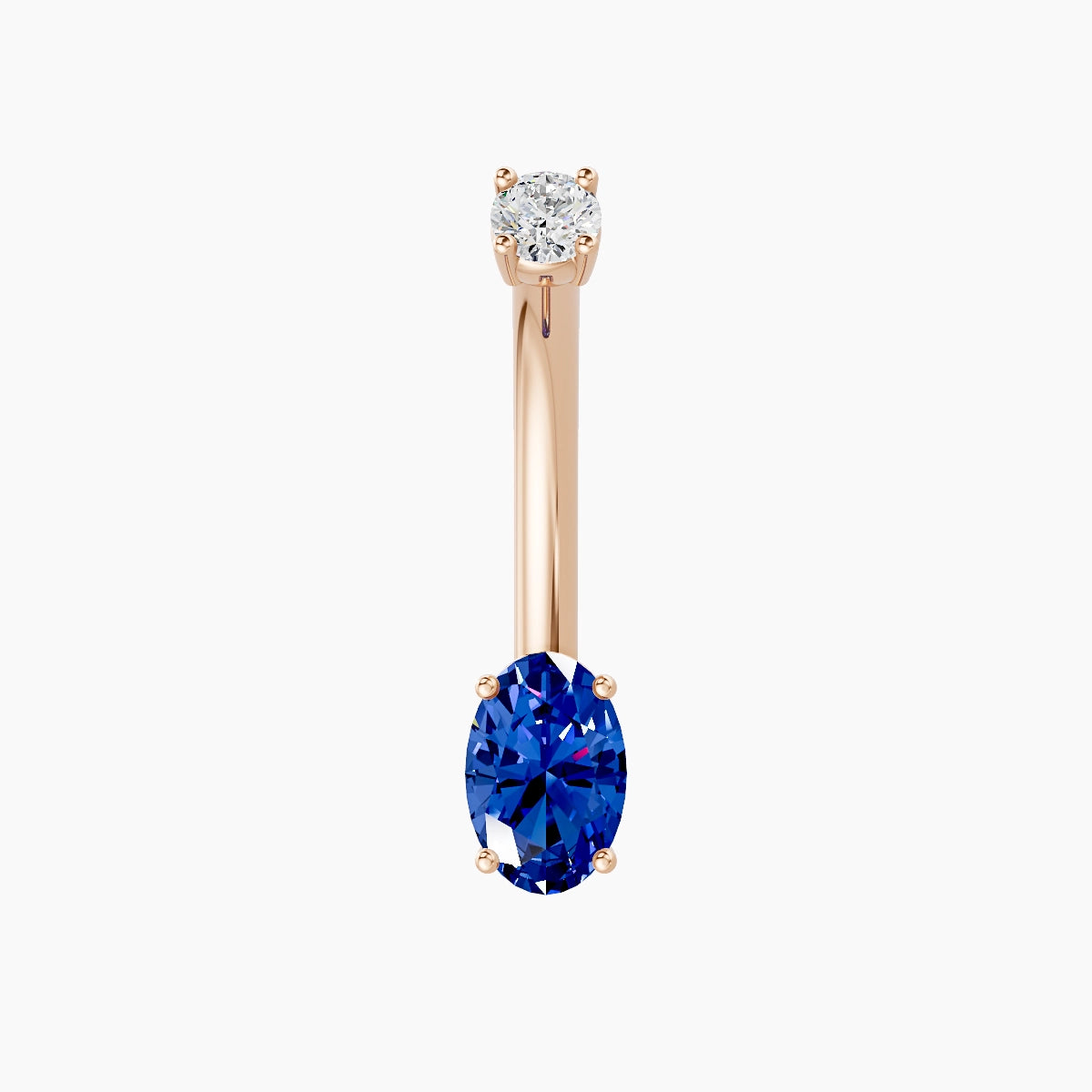 Nut | 18k Rose Gold 6 mm 10 mm Oval Sapphire & Diamond Belly Piercing
