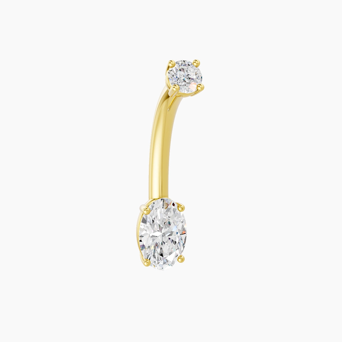 Nut | 18k Yellow Gold 6 mm 10 mm Oval Diamond Belly Piercing