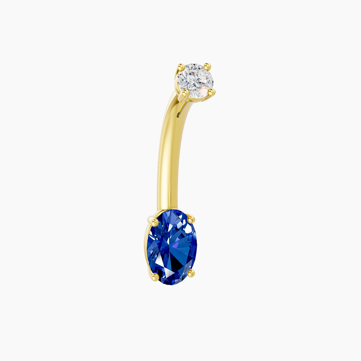 Nut | 18k Yellow Gold 6 mm 10 mm Oval Sapphire & Diamond Belly Piercing