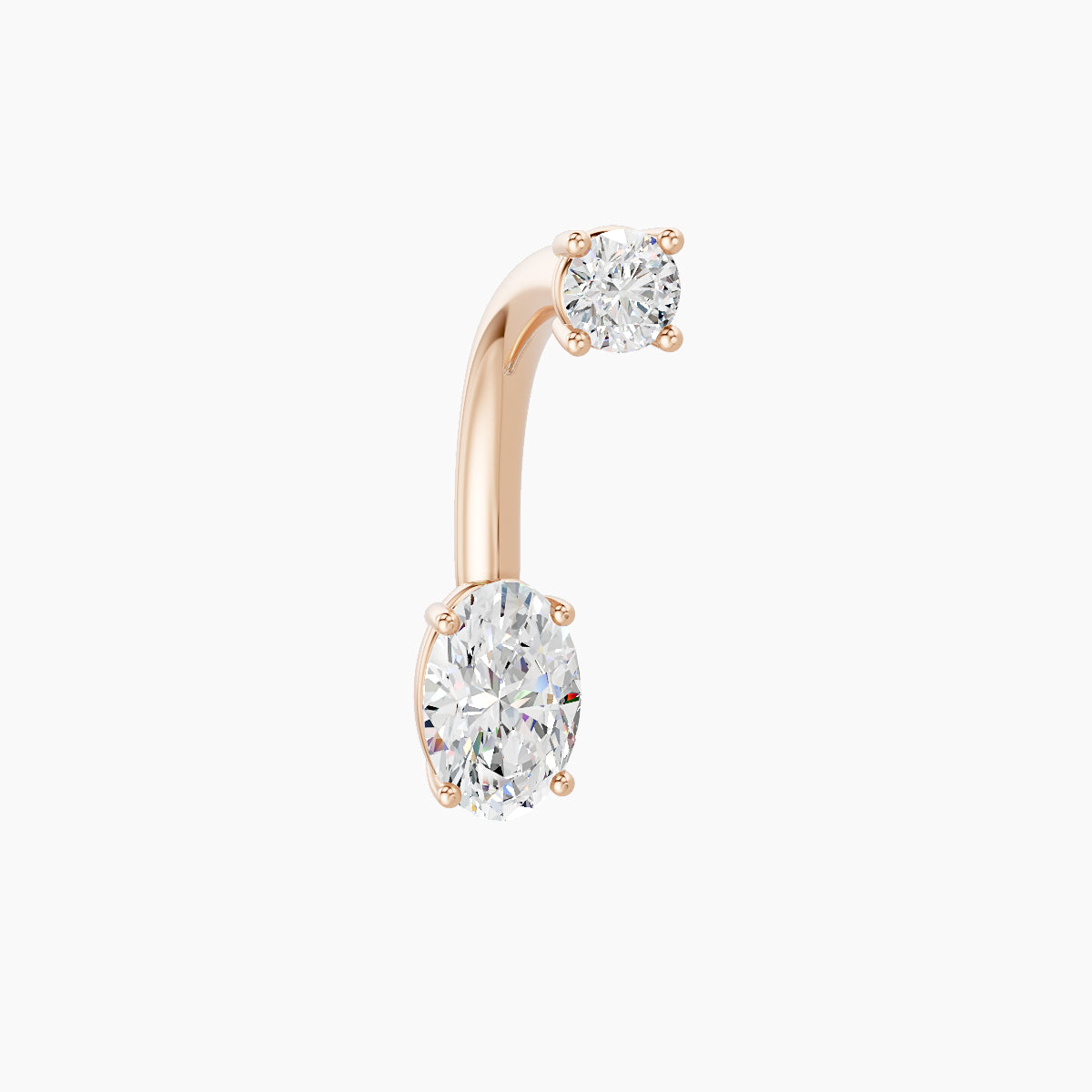 Nut | 18k Rose Gold 6 mm 10 mm Oval Diamond Navel Piercing