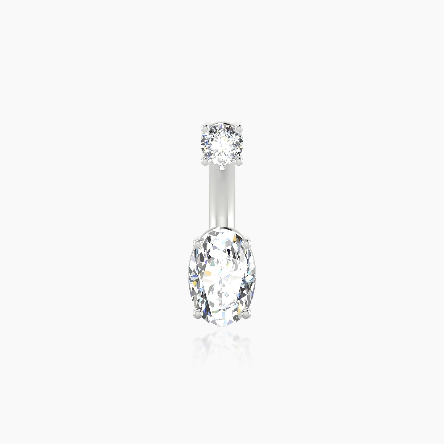 Nut | 18k White Gold 10 mm 6 mm Oval Diamond Navel Piercing