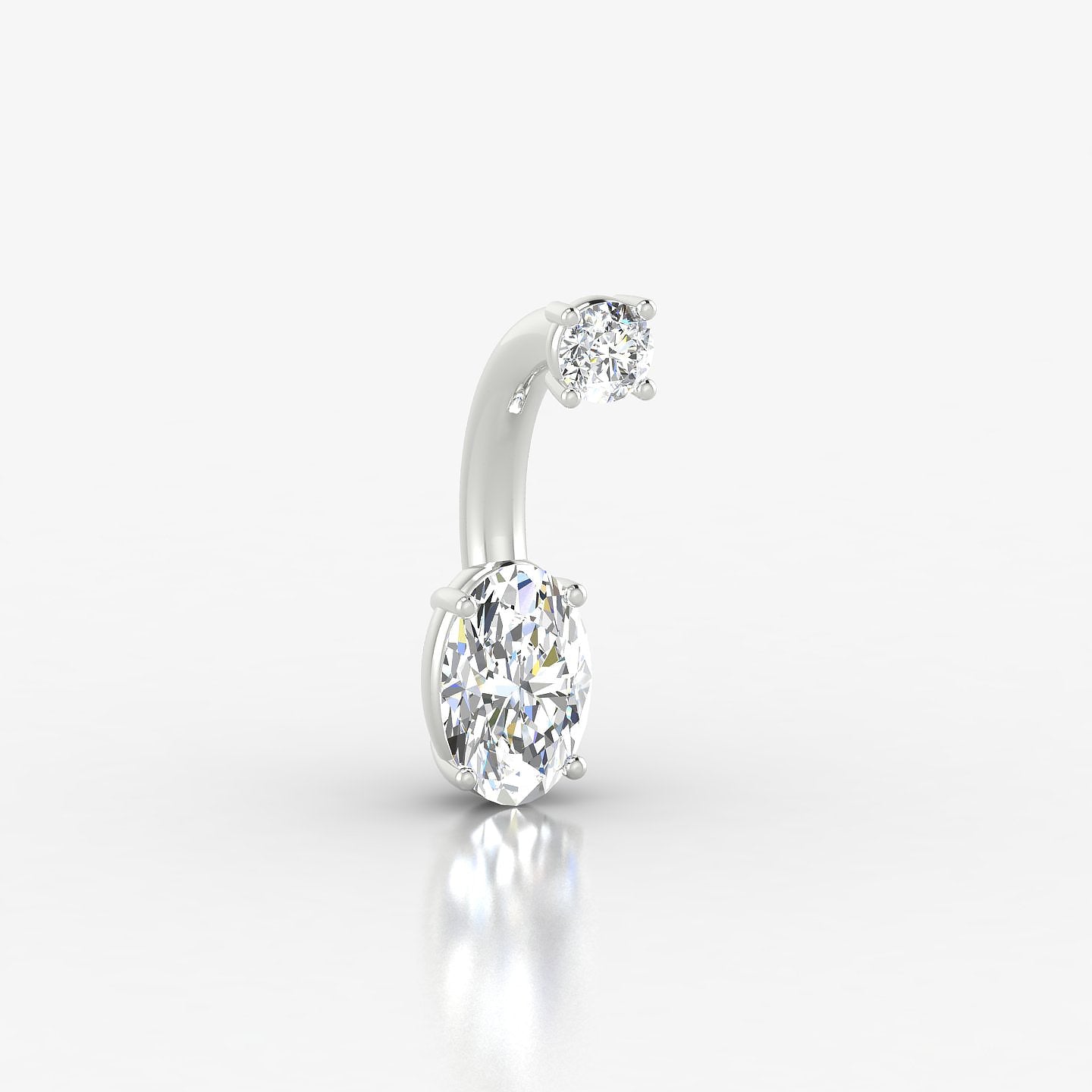 Nut | 18k White Gold 10 mm 6 mm Oval Diamond Navel Piercing