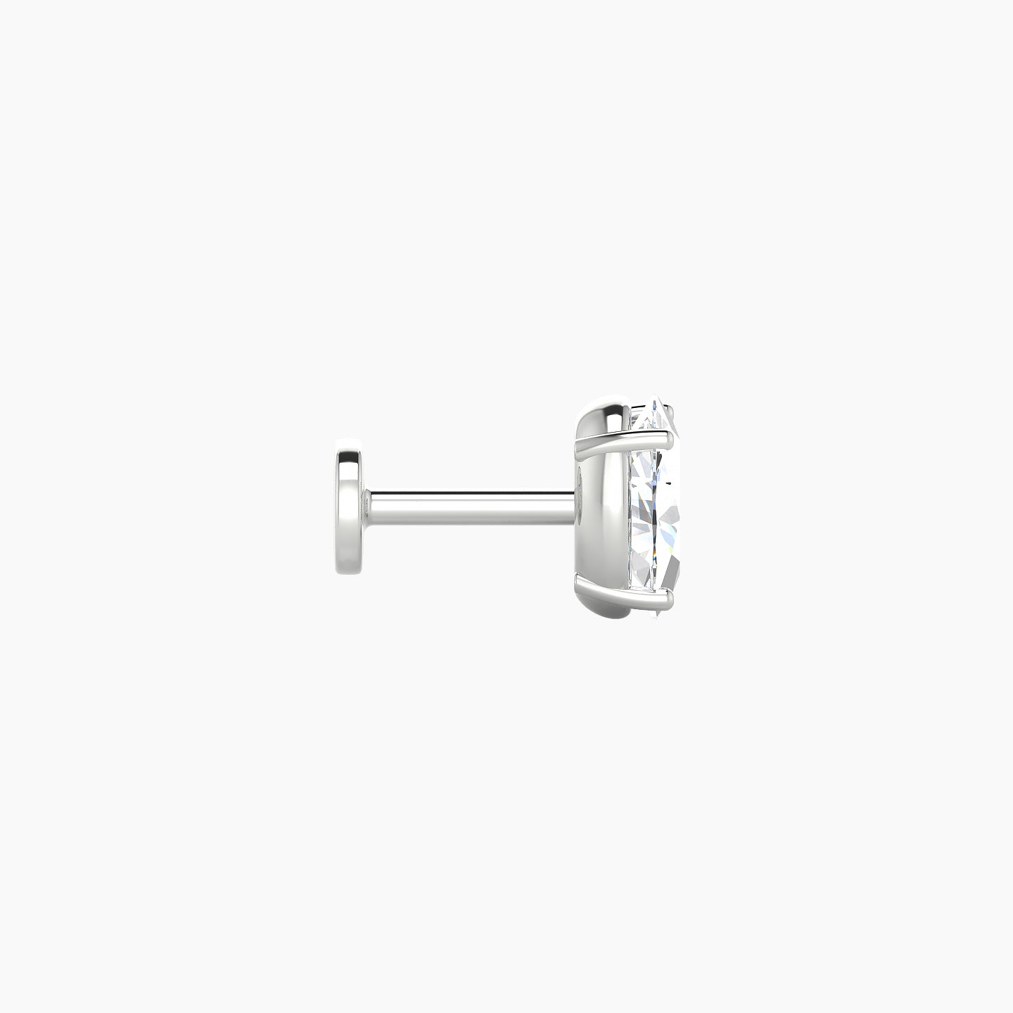 Nut | 18k White Gold 6 mm 5 mm Oval Diamond Nose Piercing