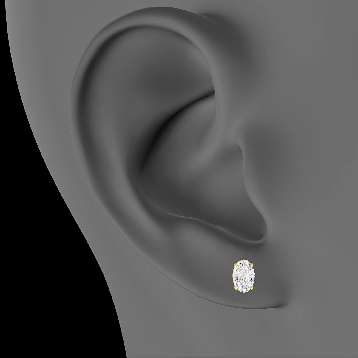 Nut | 18k Yellow Gold 6 mm 5 mm Oval Diamond Piercing