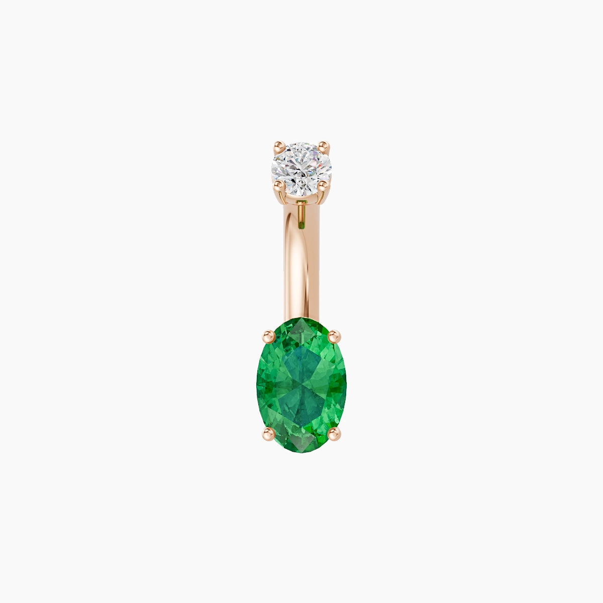 Nut | 18k Rose Gold 6 mm 6 mm Oval Emerald & Diamond Belly Piercing