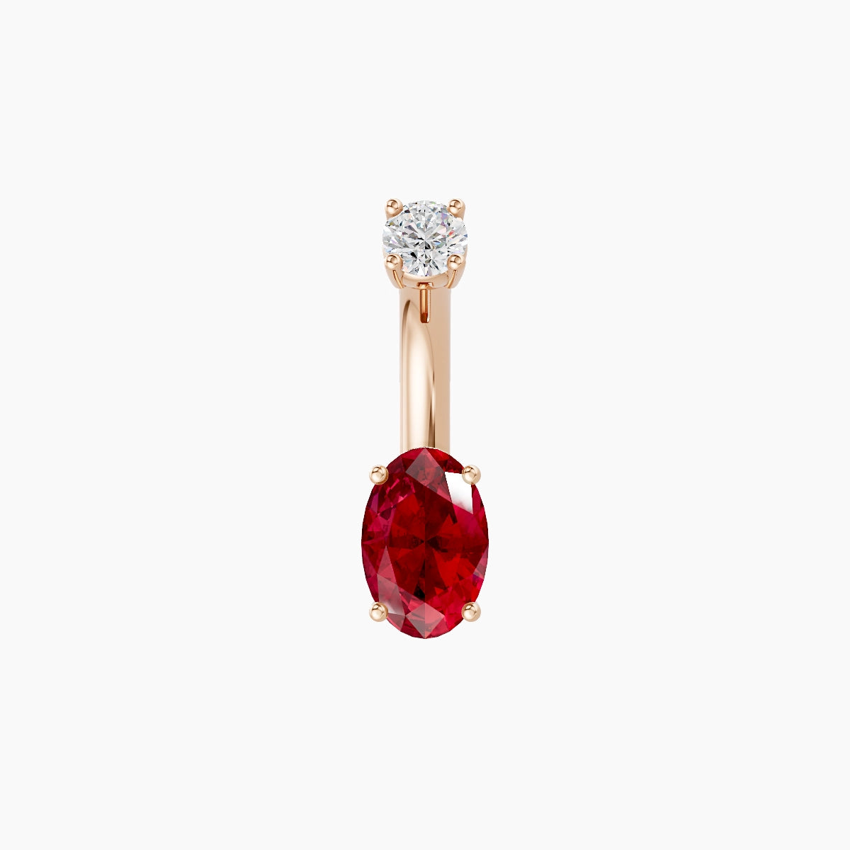 Nut | 18k Rose Gold 6 mm 6 mm Oval Ruby & Diamond Belly Piercing