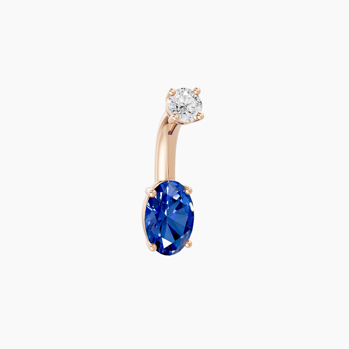Nut | 18k Rose Gold 6 mm 6 mm Oval Sapphire & Diamond Belly Piercing