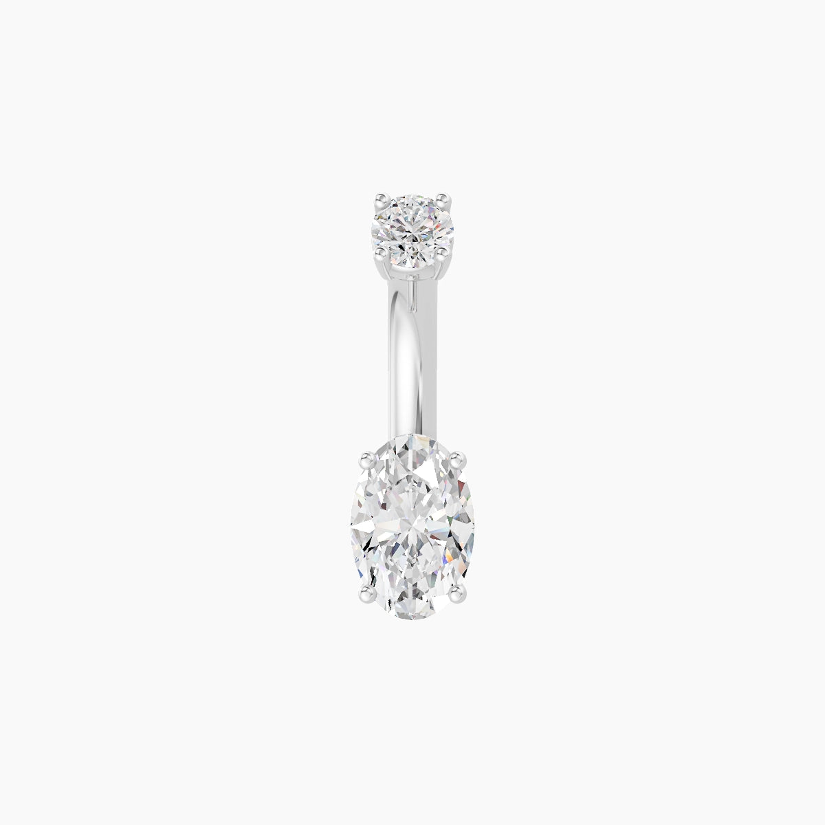 Nut | 18k White Gold 6 mm 6 mm Oval Diamond Belly Piercing