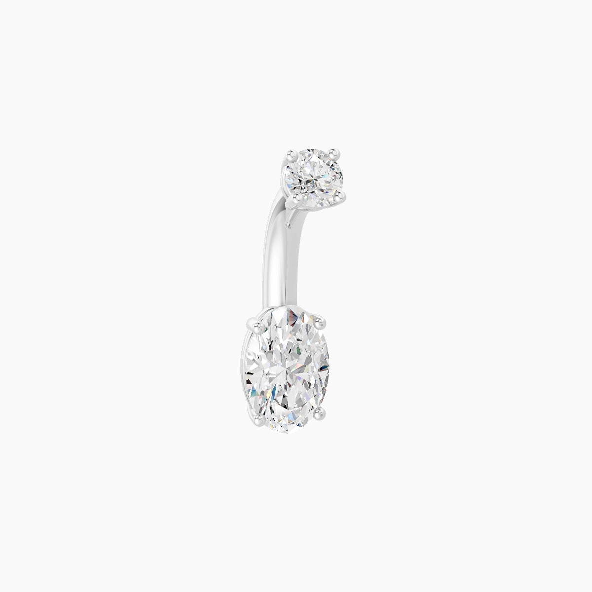Nut | 18k White Gold 6 mm 6 mm Oval Diamond Belly Piercing
